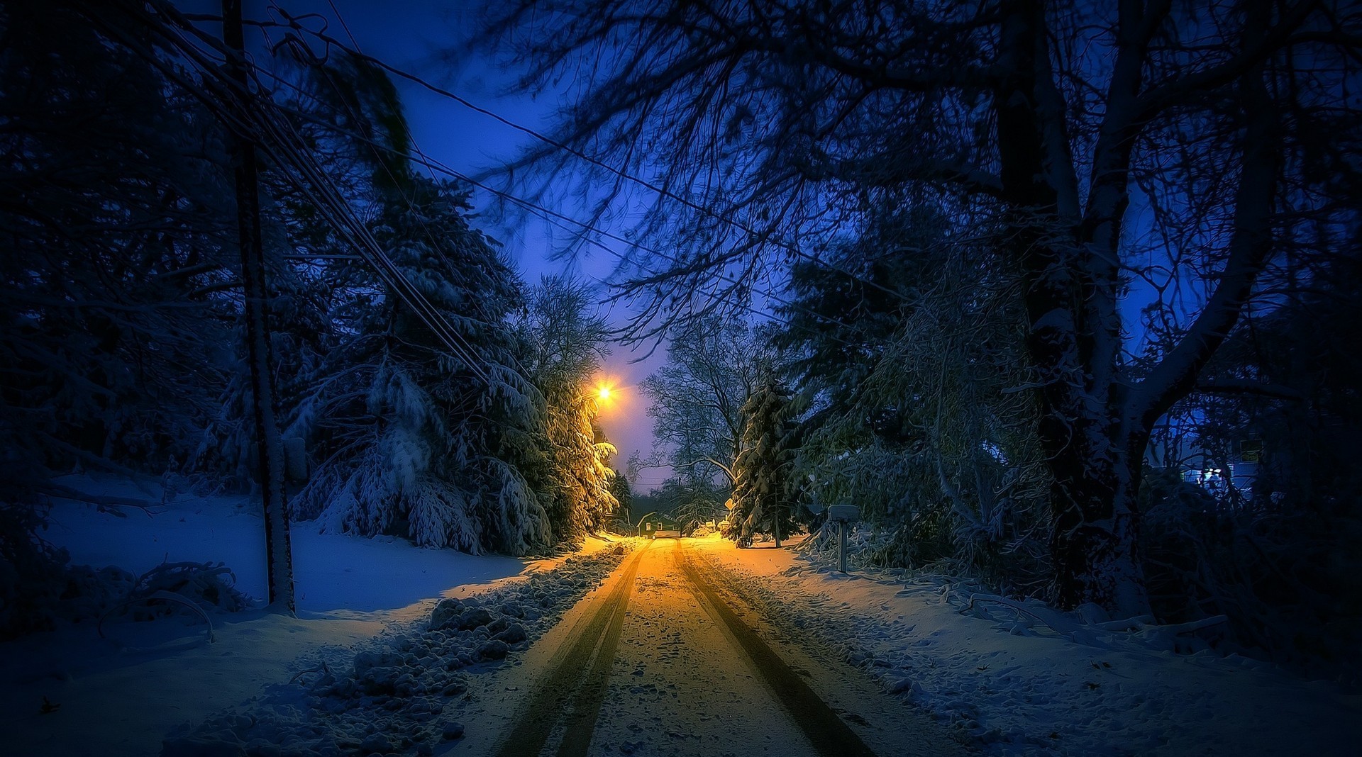 nature, Landscape, Winter, Street, Lantern, Snow, Trees, Tracks, Cold, Lights, Urban, Connecticut Wallpaper HD / Desktop and Mobile Background