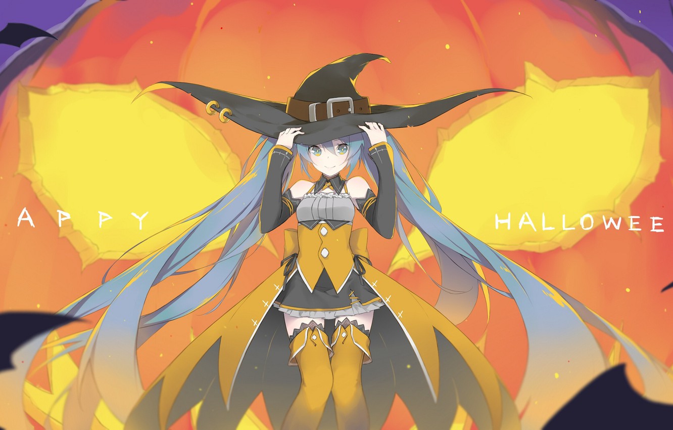 Wallpaper holiday, anime, art, girl, vocaloid, hatsune miku, Halloween image for desktop, section прочее