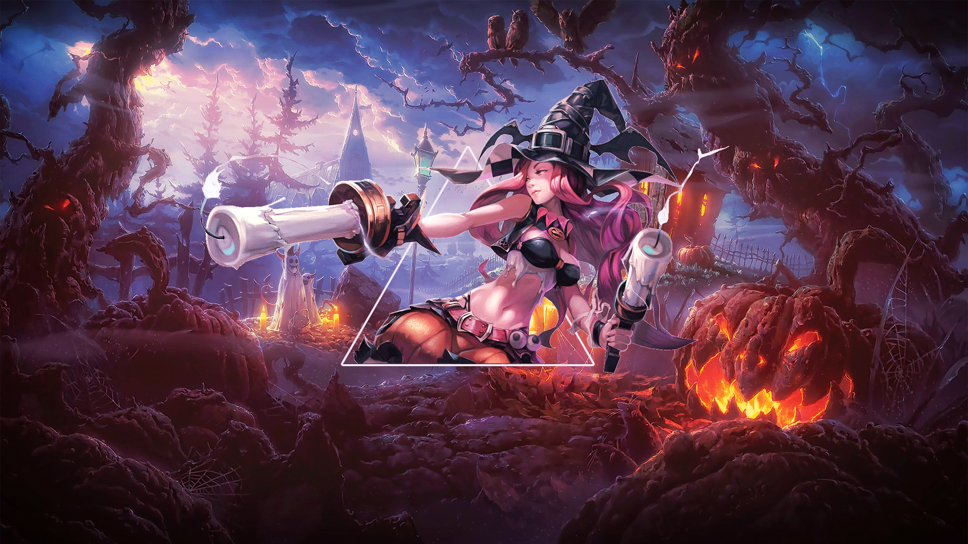 Wallpaper, League of Legends, Miss Fortune League of Legends, Video Game Art, PC gaming, anime, Halloween 1920x1080