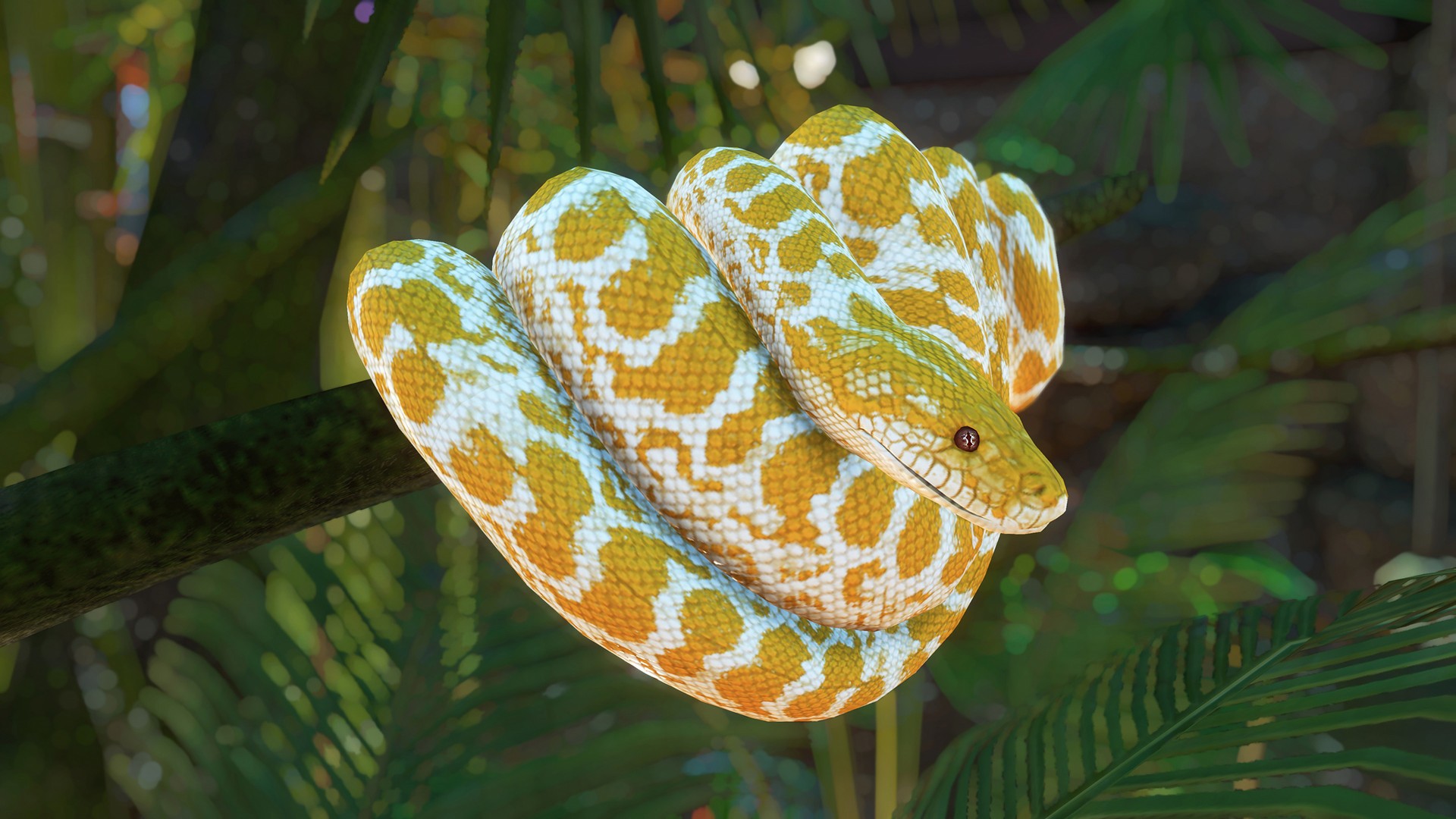 Yellow White Python Snake On Tree Branch 4K HD Animals Wallpaper