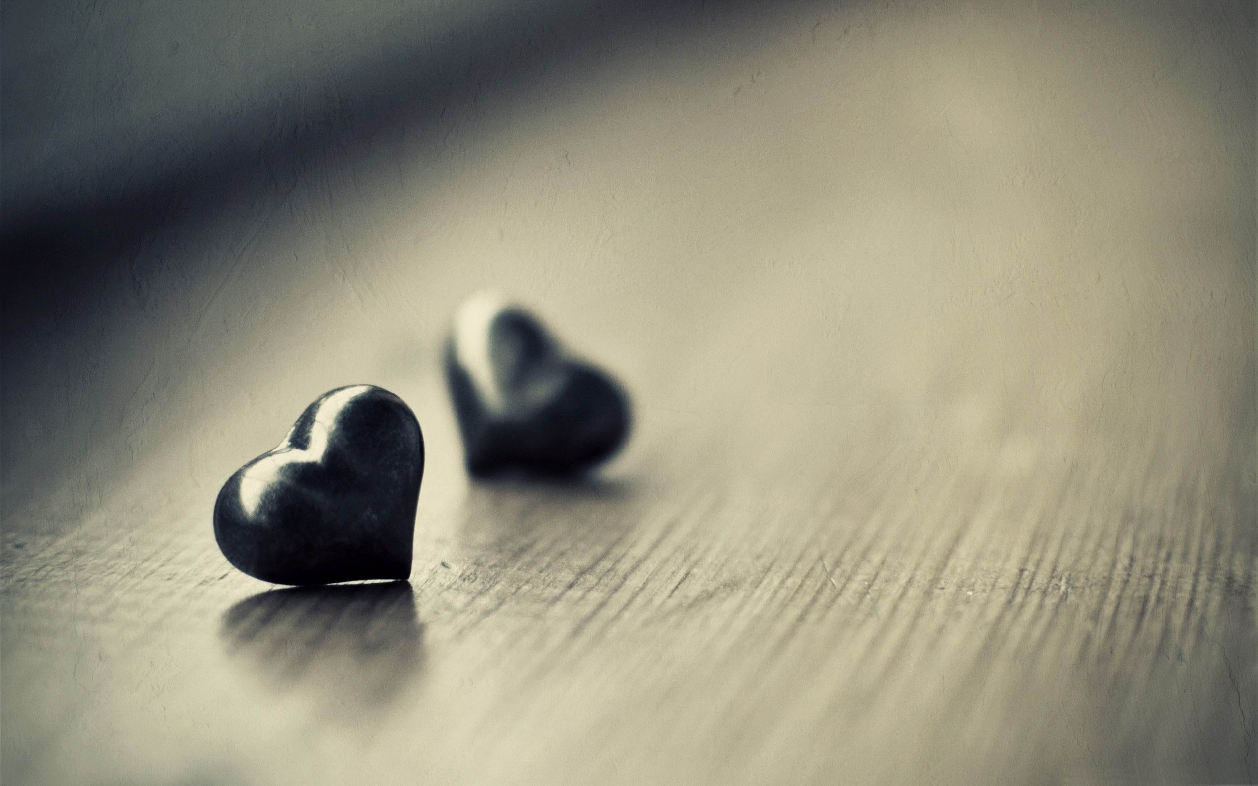 Two Black Hearts Love Theme Desktop Wallpaper