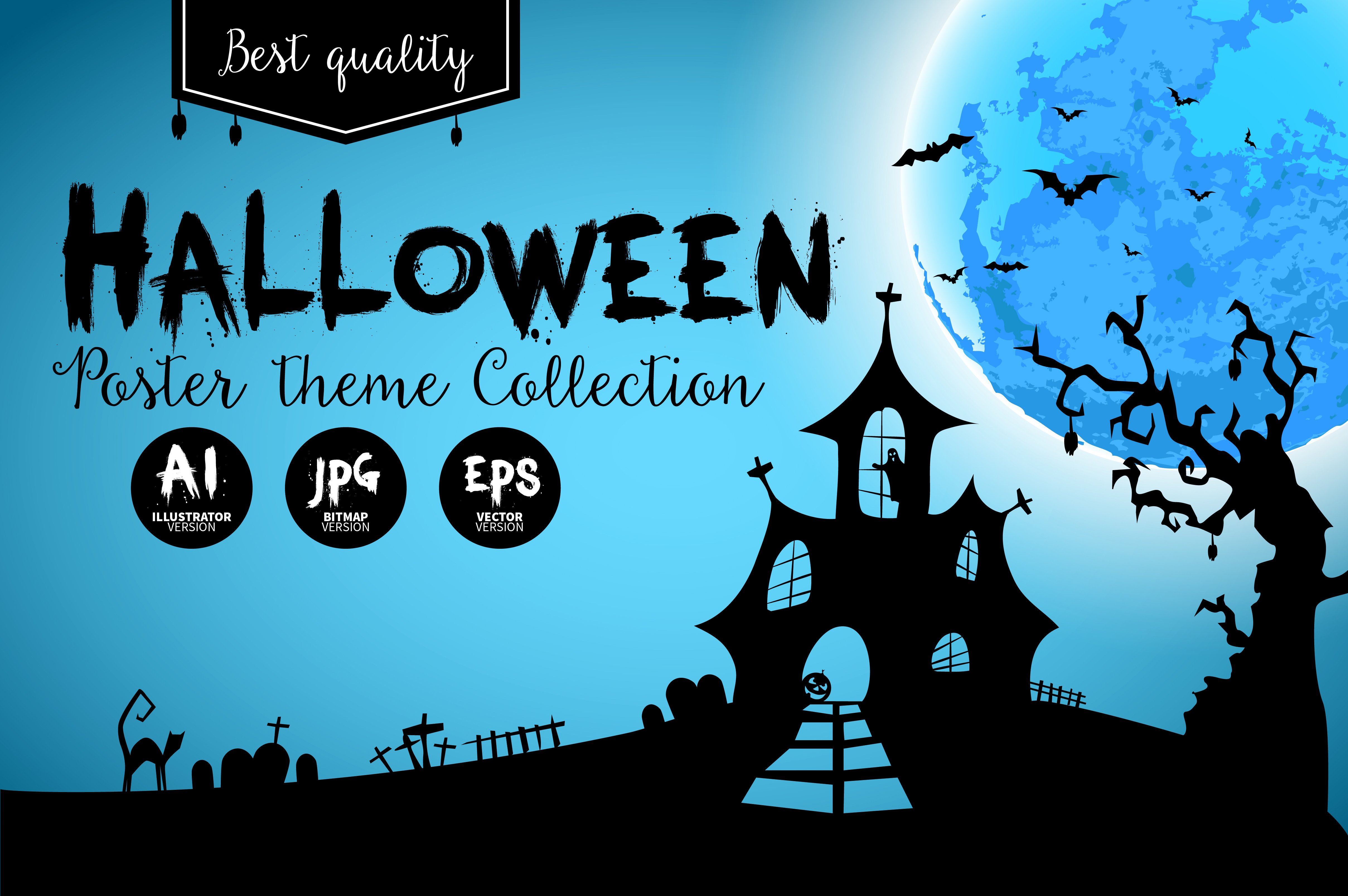 Halloween Poster Set. Pre Designed Illustrator Graphics Creative Market