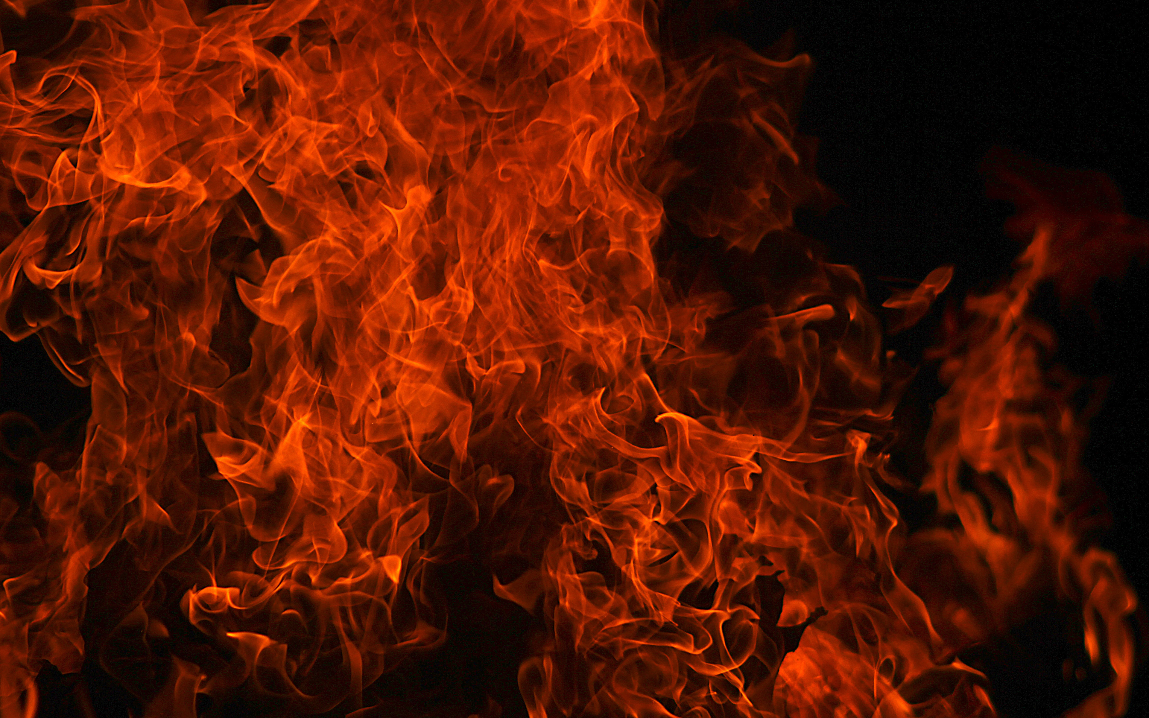 Download Wallpaper Fire Texture, 4k, Fire Flames, Close Up, Orange Fire, Black Background, Flame Texture For Desktop With Resolution 3840x2400. High Quality HD Picture Wallpaper