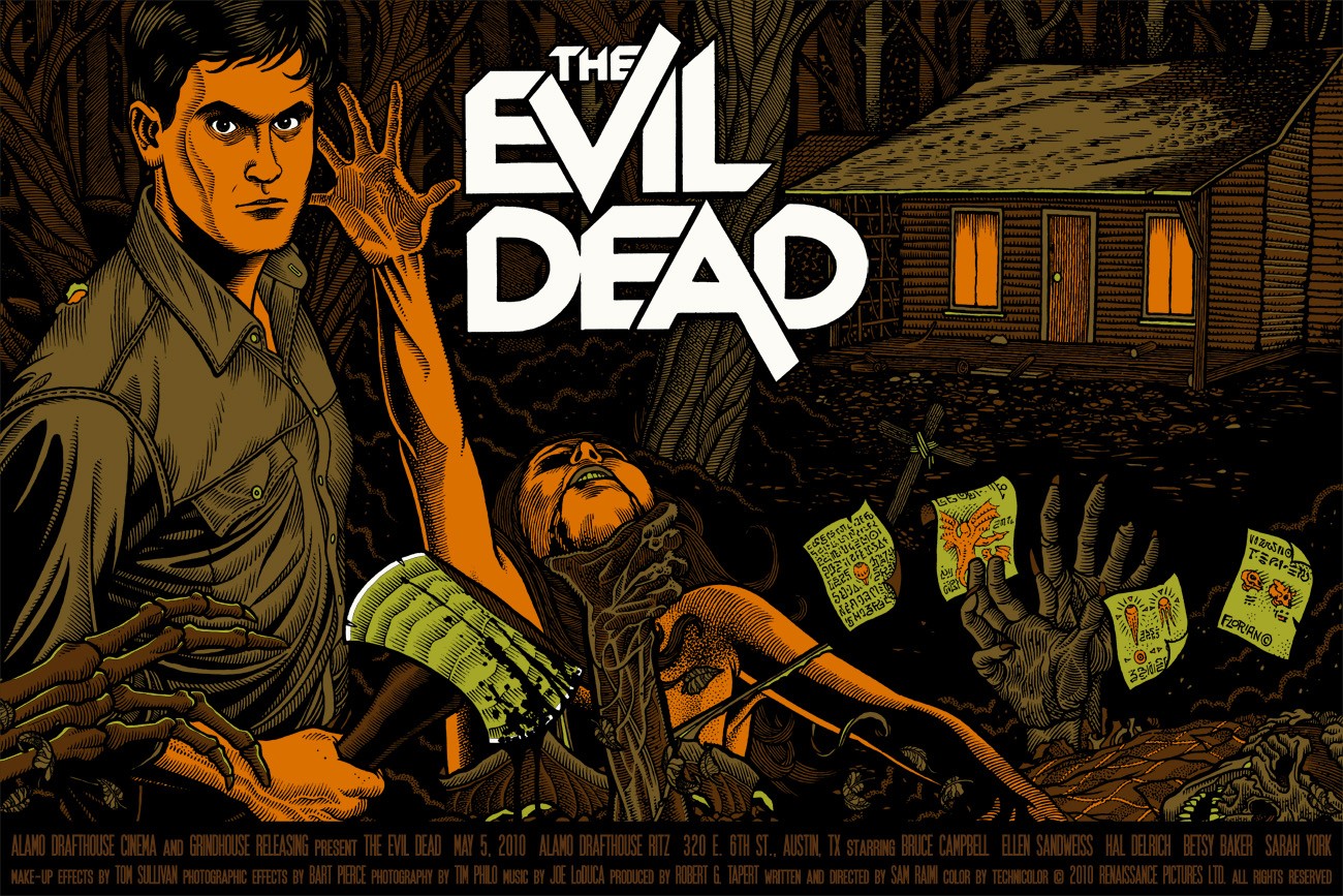 Wallpaper, illustration, Halloween, artwork, movies, movie poster, cartoon, comics, Evil Dead, Bruce Campbell, screenshot, album cover, comic book, fiction 1300x867