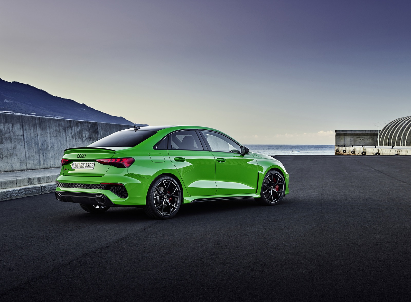 2022 Audi RS3 Sedan (Color: Kyalami Green) Rear Three Quarter Wallpaper