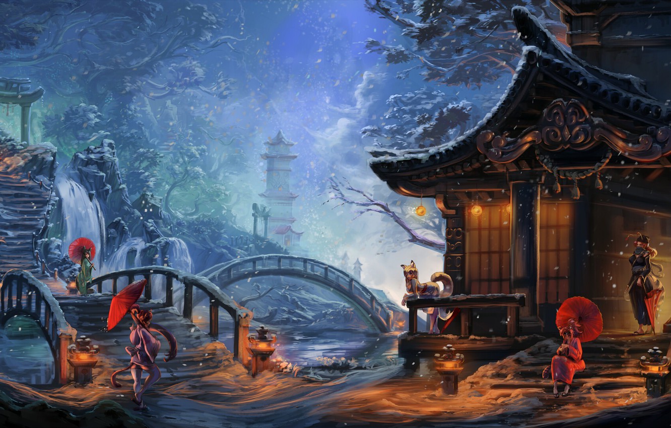 anime winter wallpaper, action adventure game, cg artwork, adventure game, strategy video game, mythology