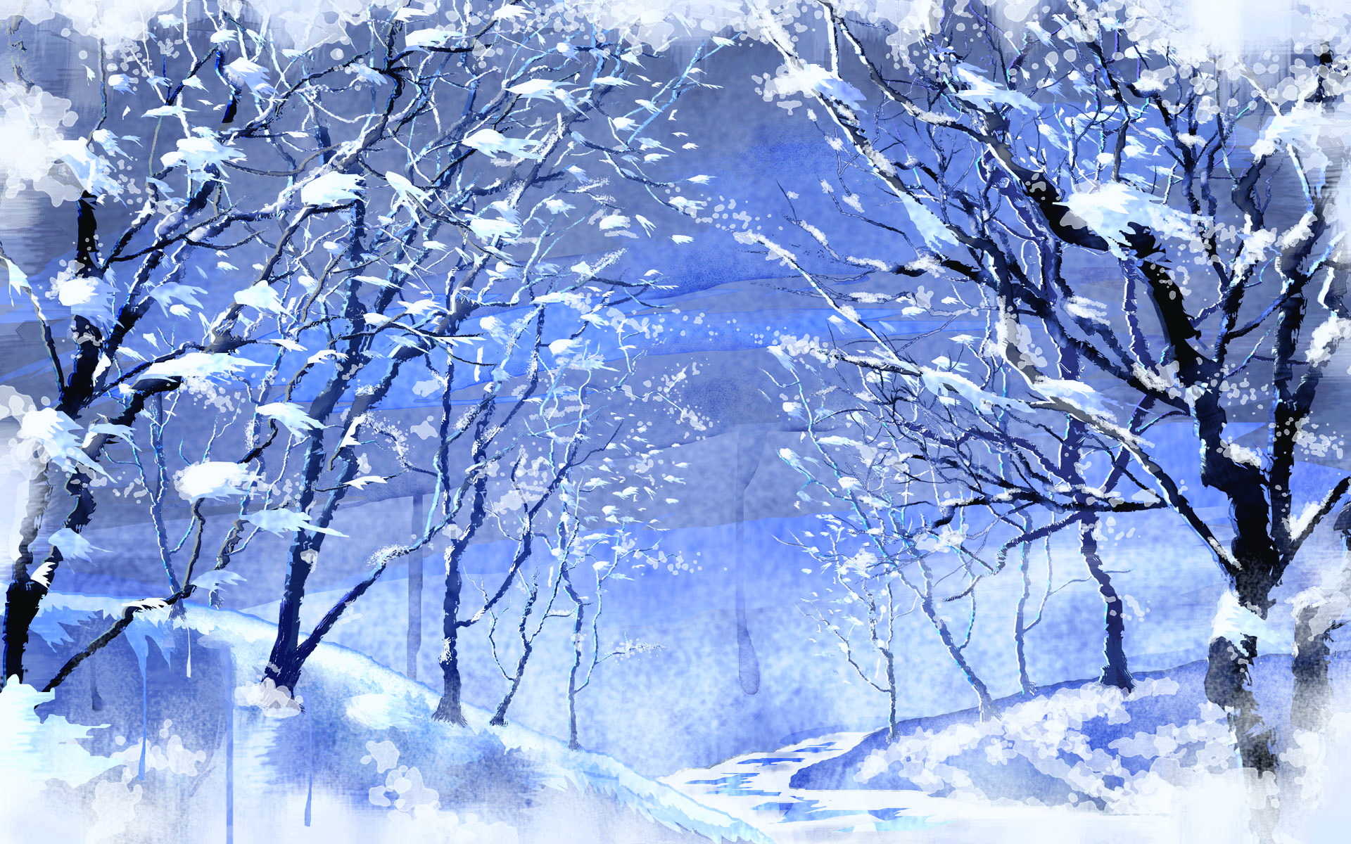 Wide Screen Wallpaper Ice Anime Winter Background HD Wallpaper