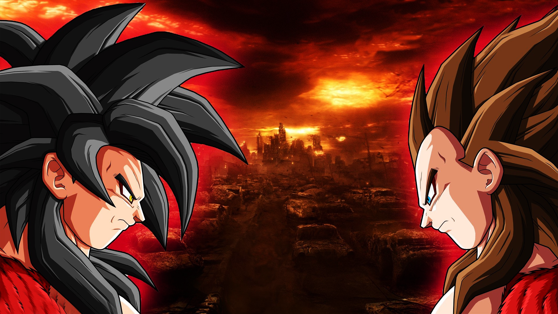 Wallpaper, anime, Dragon Ball GT, Son Goku, demon, comics, trunks, Vegeta, Son Gohan, Super Saiyan 4, Picolo, screenshot, computer wallpaper, comic book 1920x1080