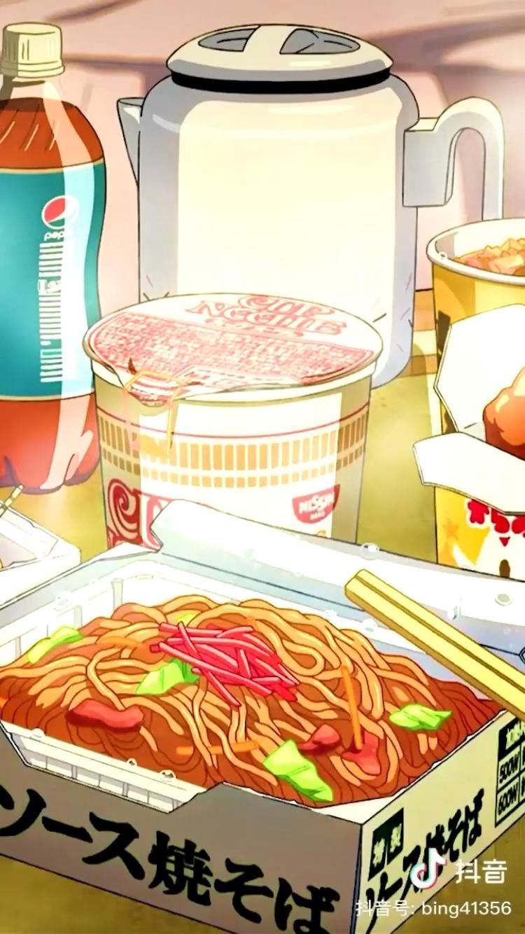Anime food. Anime crafts, iPhone wallpaper food, Anime canvas art