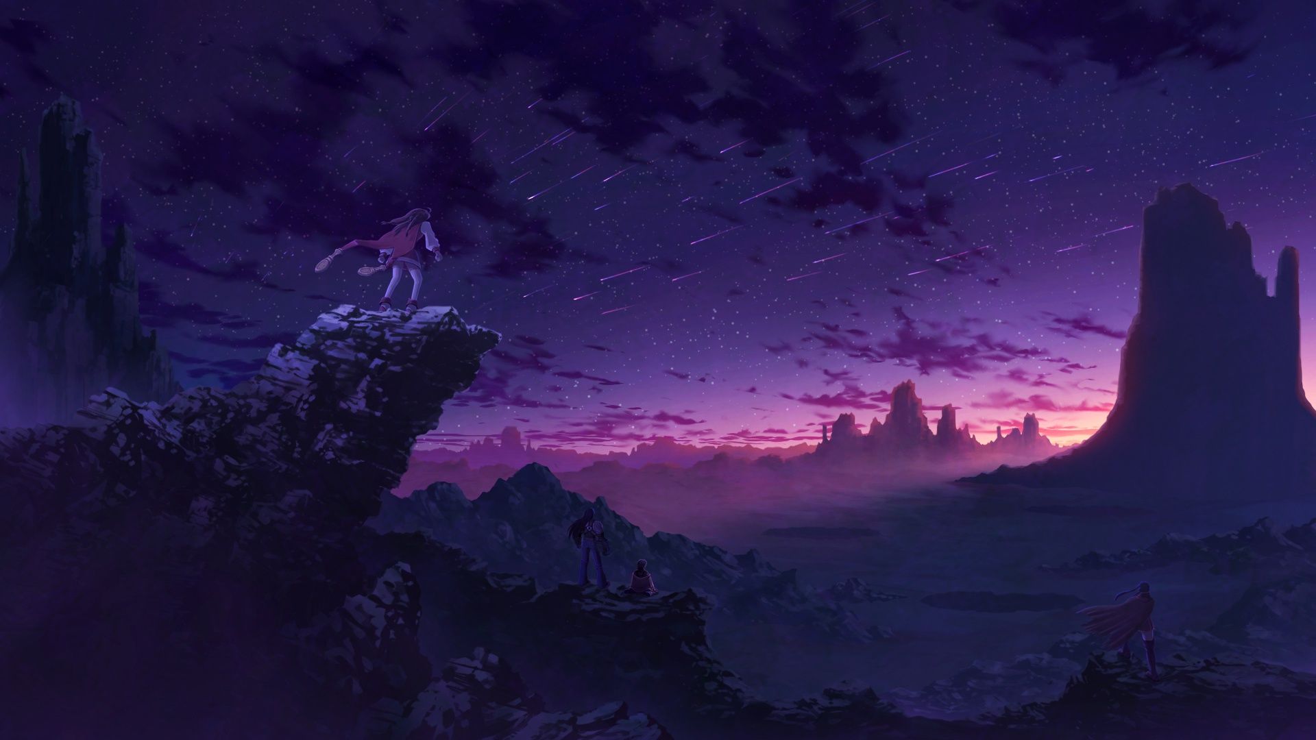 Purple Sky Landscape [1920 x 1080]. Anime scenery wallpaper, Anime scenery, Scenery wallpaper