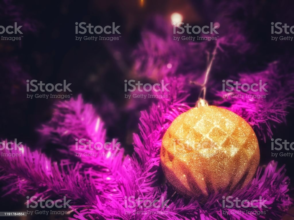 Pink Christmas Tree Decorated With Fancy Gold Christmas Ball And Beautiful Ornaments Image Now