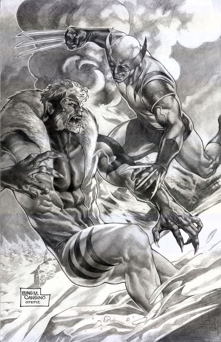 Wolverine vs Sabretooth by Bing Cansino. Wolverine comic art, Sabretooth marvel, Superhero art