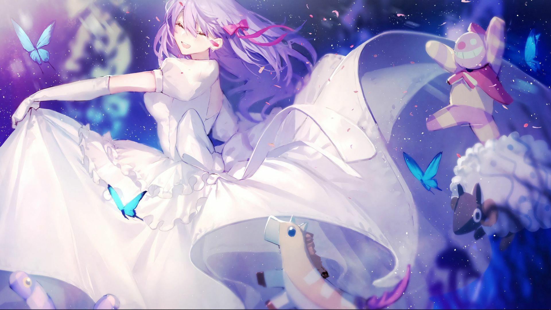 Matō Sakura in a white dress (Fate / stay night) live wallpaper [DOWNLOAD FREE]