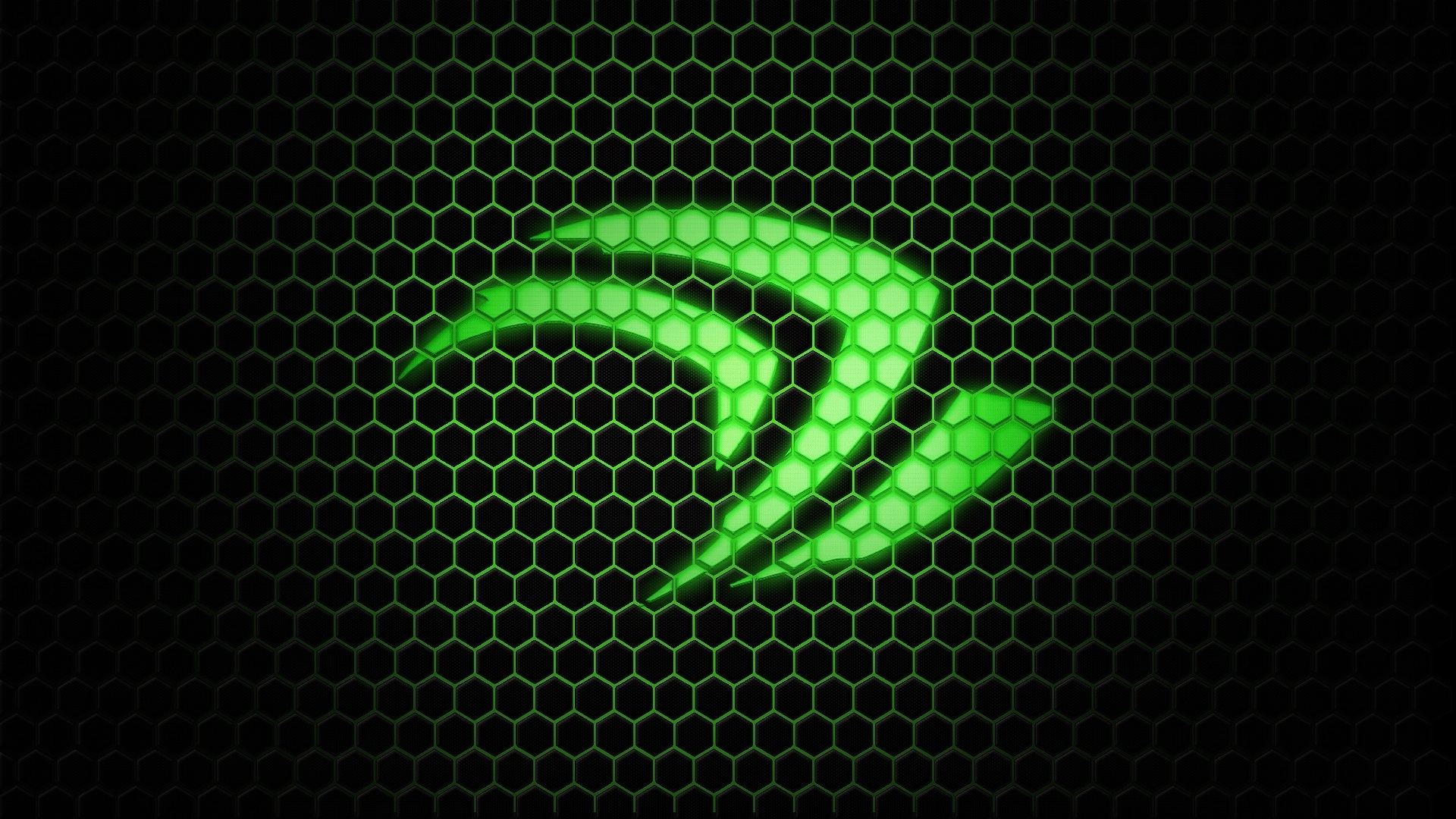 Wallpaper Green Nvidia logo, hexagon background 1920x1080 Full HD 2K Picture, Image