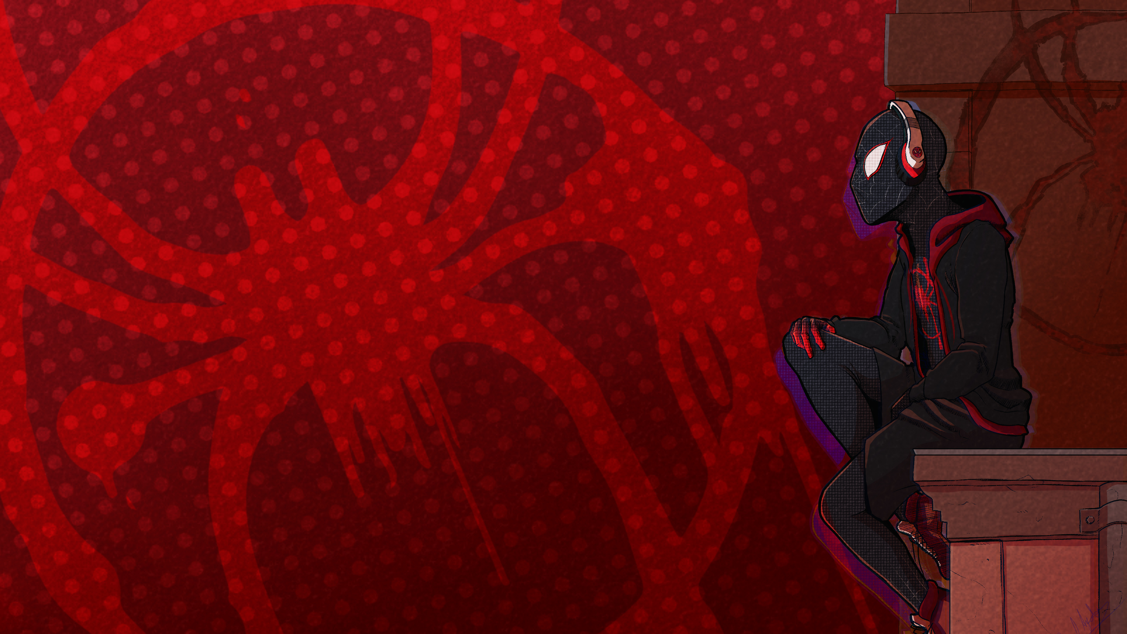 Wallpaper 4k Miles Morales Listening Music Wallpaper