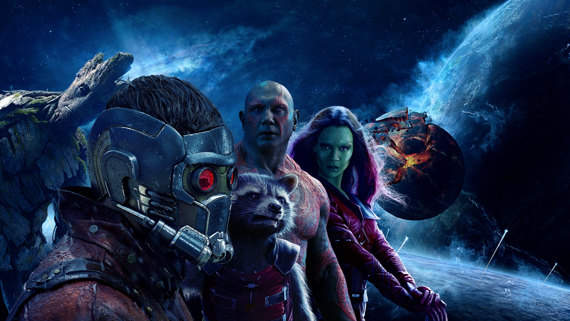 Download 1920x1080 HD Wallpaper guardians of the galaxy main characters poster, Desktop Background HD
