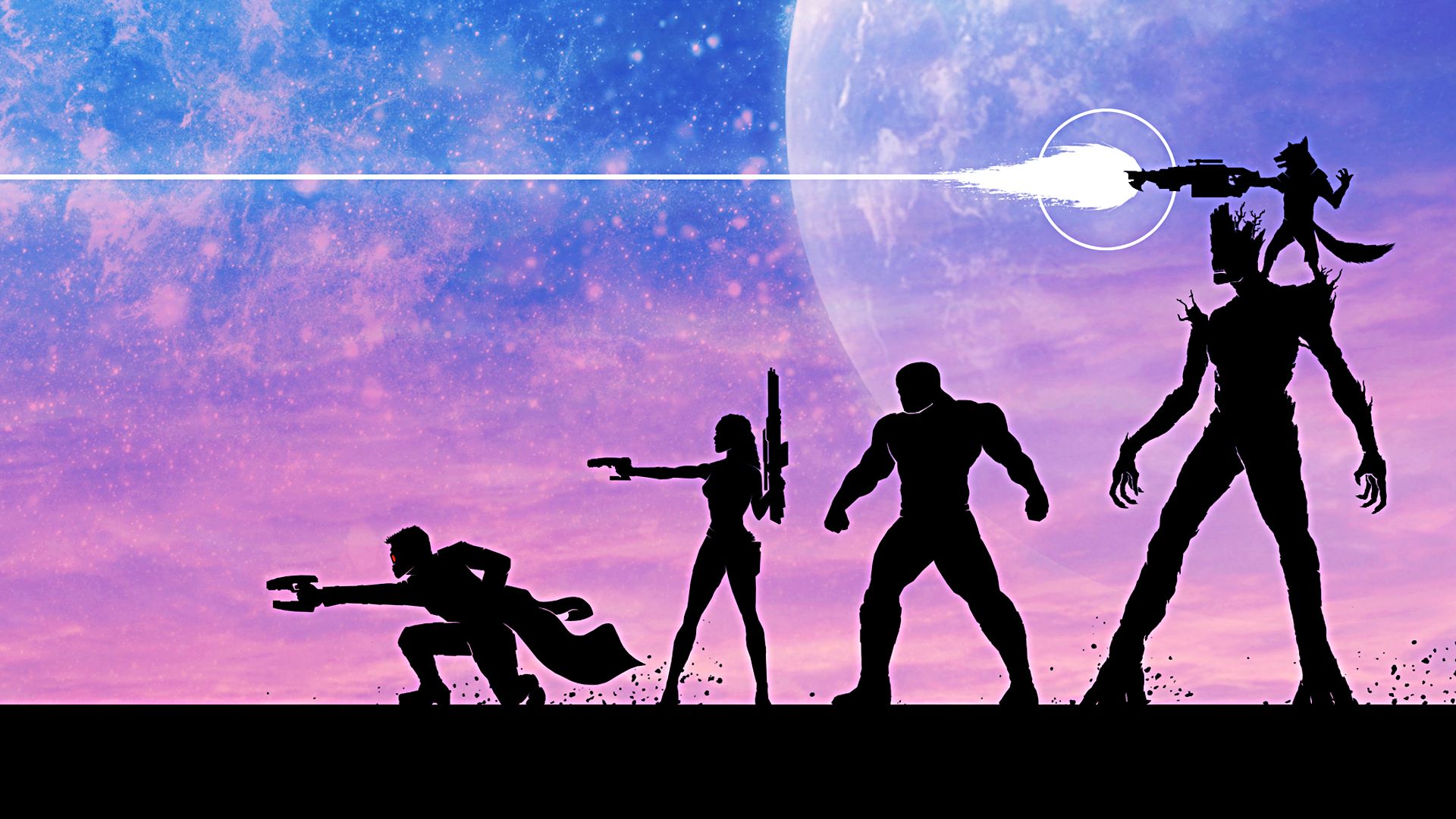 Drax The Destroyer Gamora Groot Peter Quill Rocket Raccoon Wallpaper:1920x1080