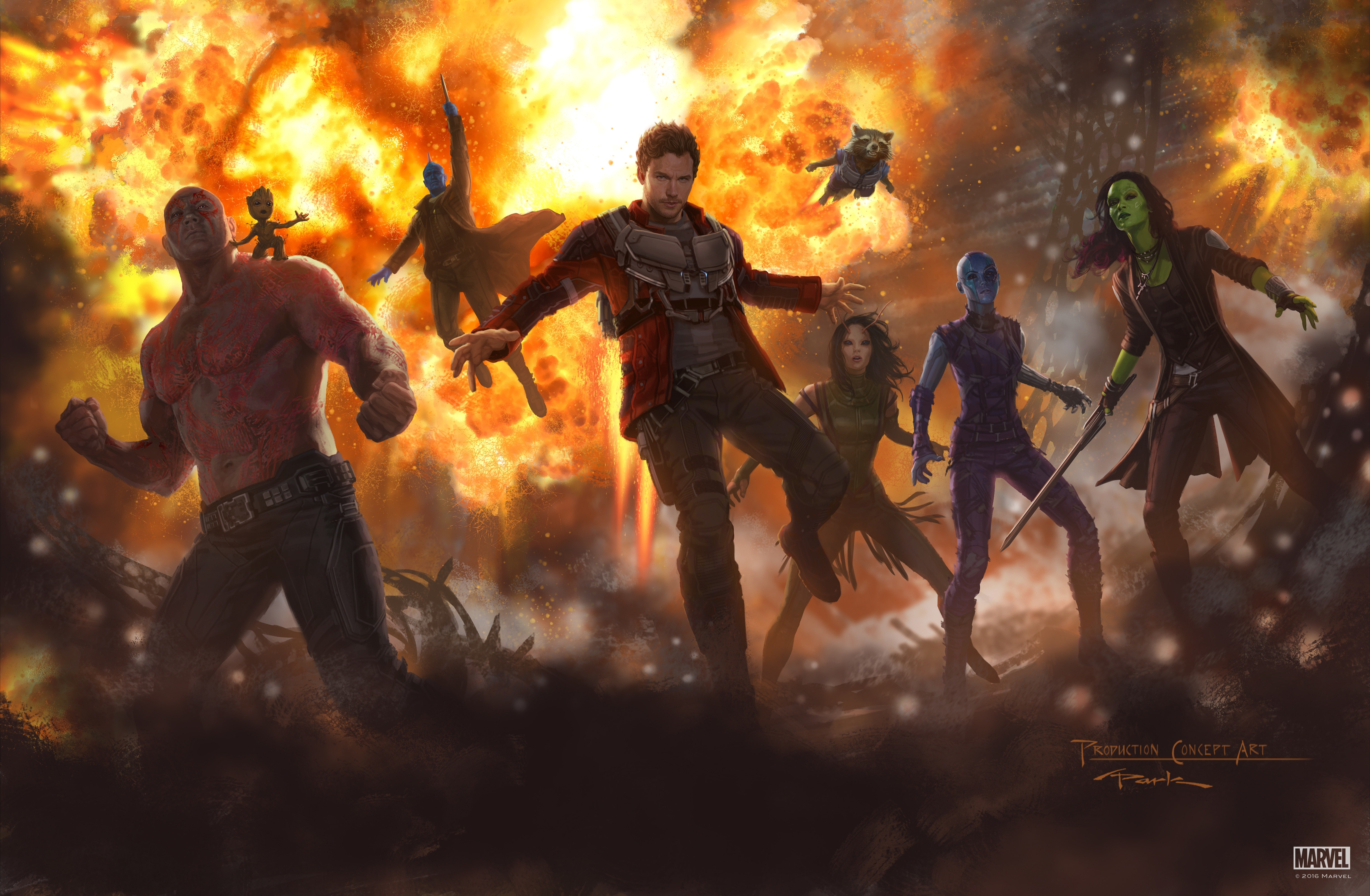 #Star Lord, #artwork, #nebula, #Rocket Raccoon, #Andy Park, #Drax the Destroyer, #Guardians of the Galaxy Vol. 2, #Baby Groot, #Yondu Udonta, #Guardians of the Galaxy, #Gamora, #mantis, wallpaper. Mocah HD Wallpaper