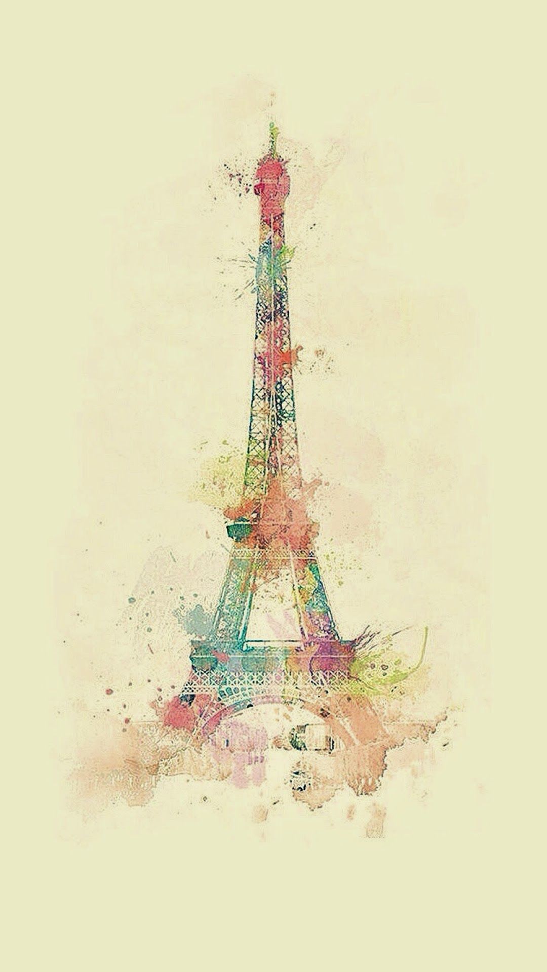 ↑↑TAP AND GET THE FREE APP! Art Eiffel Tower Yellow Lovely Illustration Paris France Watercolor HD iPhone 6 plus Wallpaper. Drawings, Artwork, Eiffel tower