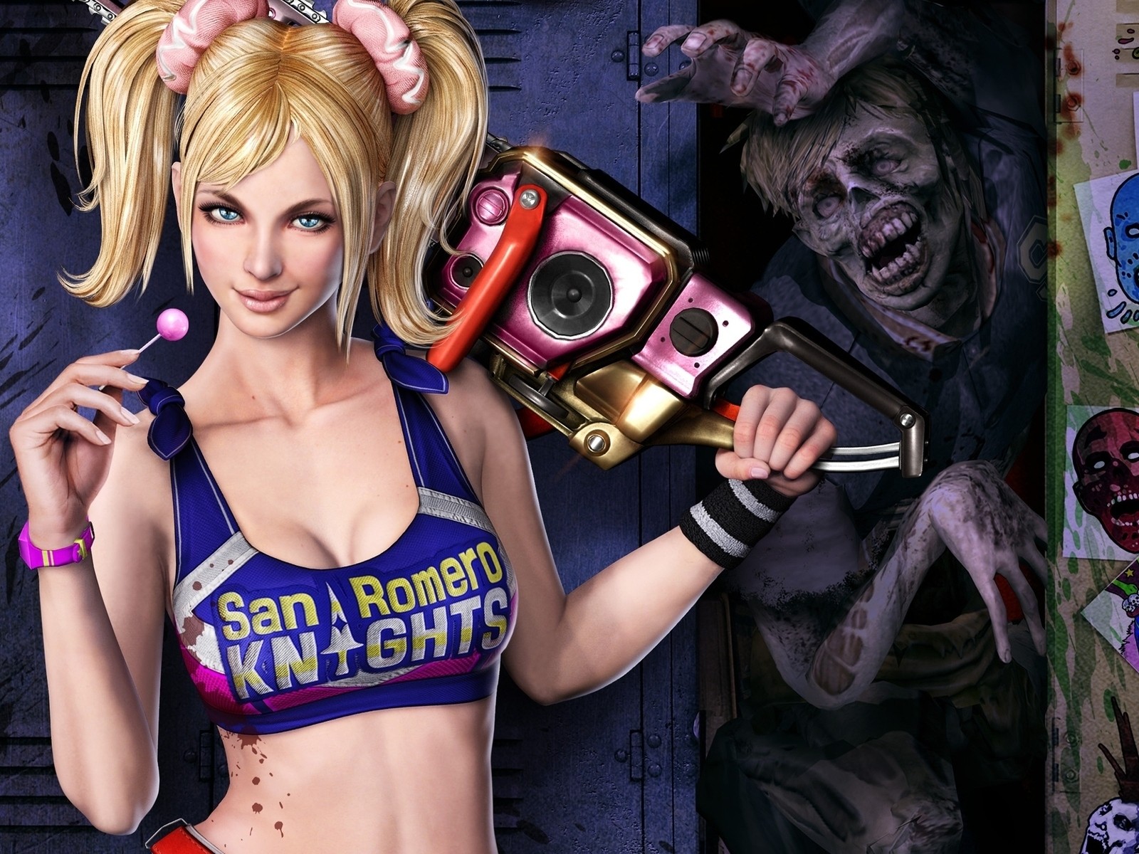 Wallpaper, video games, anime, comics, zombies, cheerleaders, chainsaws, clothing, Lollipop Chainsaw, costume 1600x1200