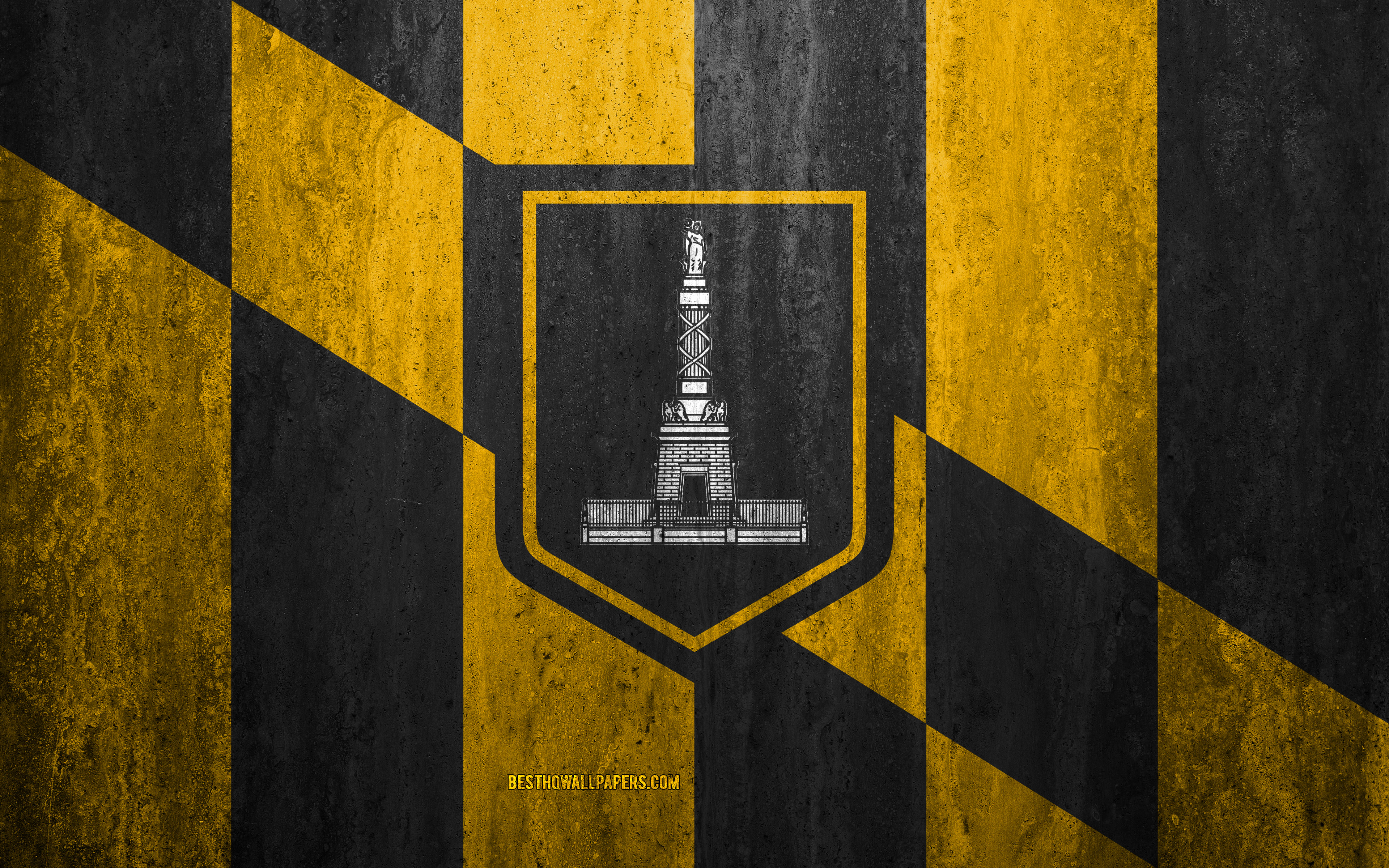 Download wallpaper Flag of Baltimore, Maryland, 4k, stone background, American city, grunge flag, Baltimore, USA, Baltimore flag, grunge art, stone texture, flags of american cities for desktop with resolution 3840x2400. High Quality
