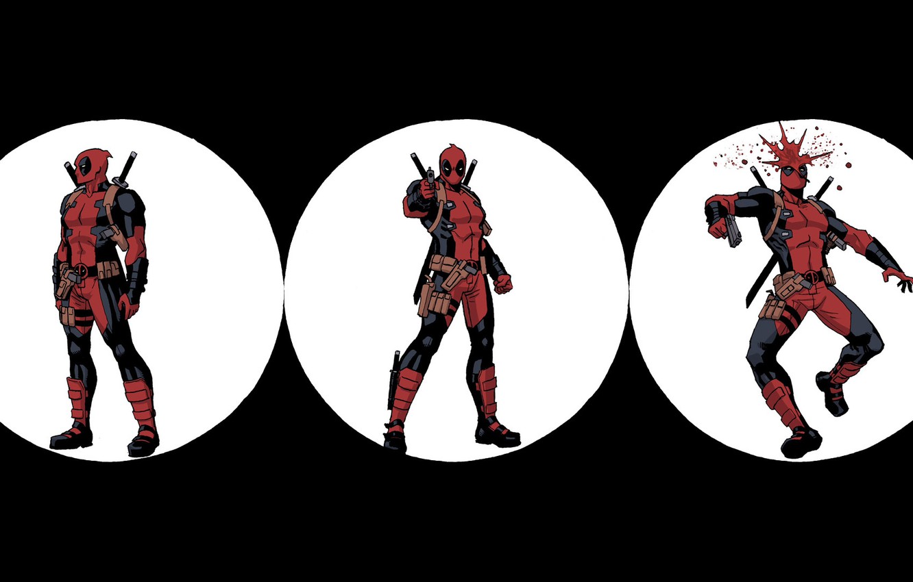 Wallpaper Gun, Blood, Costume, Comic, Swords, Gun, Shot, Deadpool, Marvel, Deadpool, Marvel Comics, Comics, Wade Wilson, Comics, Swords, Costume image for desktop, section фантастика