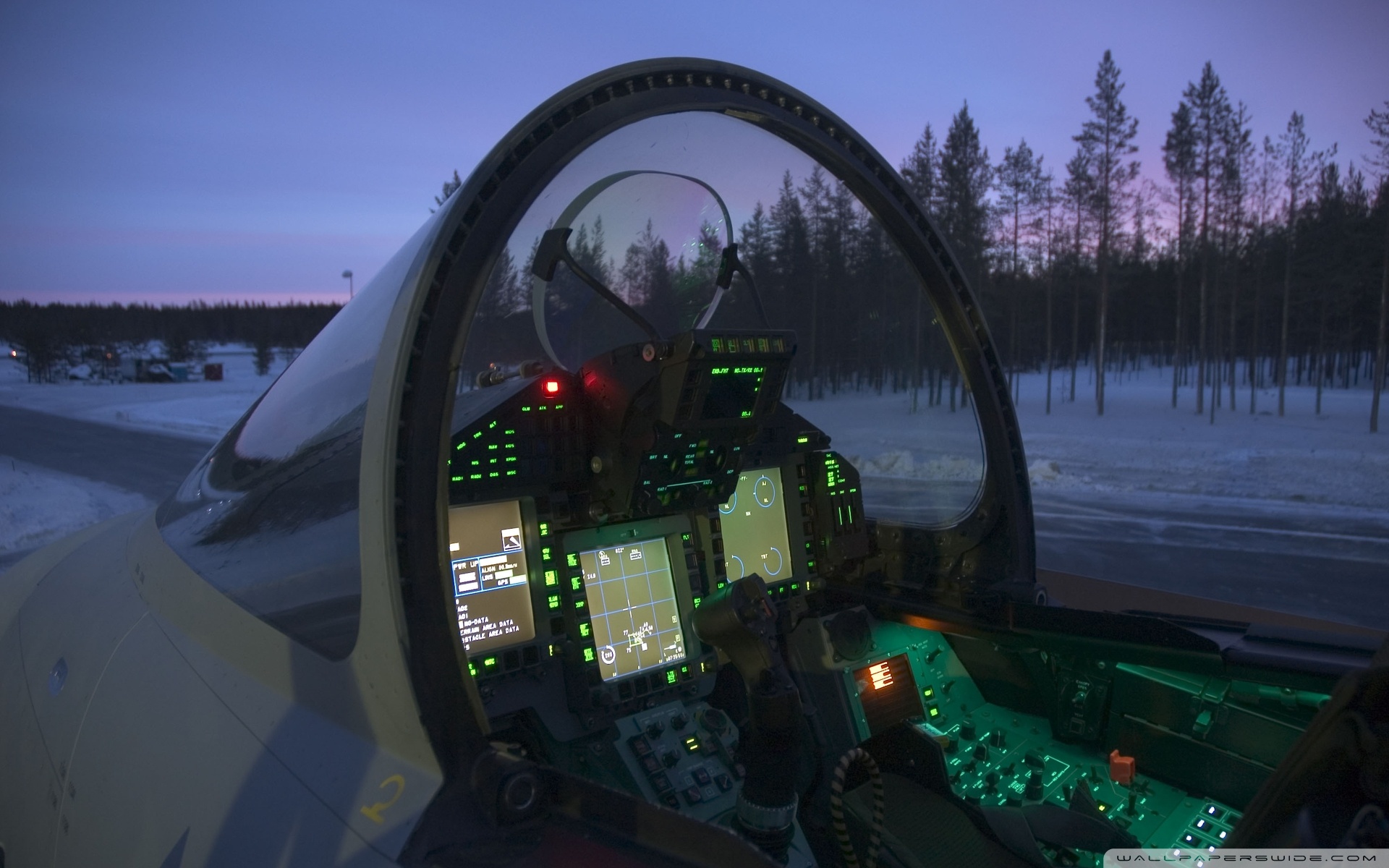 Fighter Jet Cockpit At Night