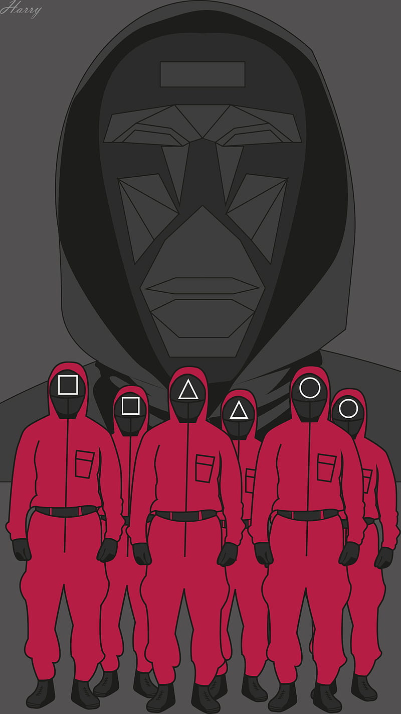 Squid Game masks wallpaper