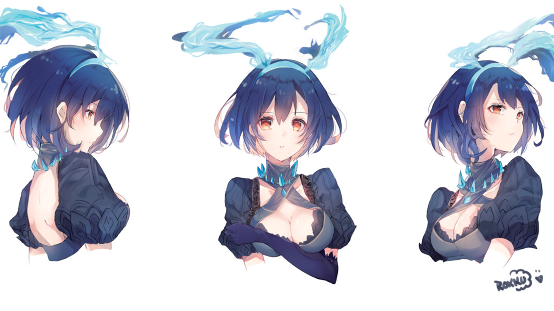 Anime Girls SiNoALiCE Anime Blue Hair Simple Background Wallpaper:1920x1080