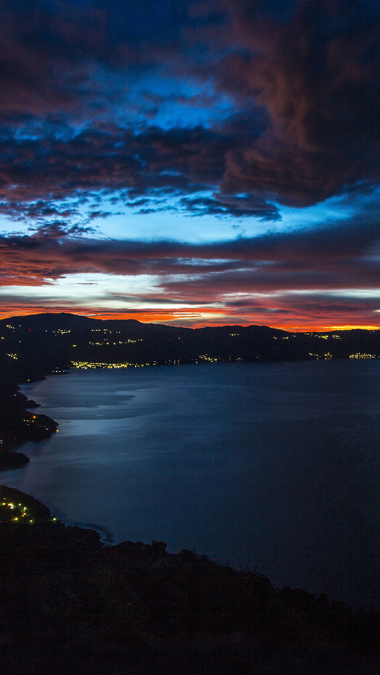 iPhone X wallpaper. night sky cloud city sea lake dark