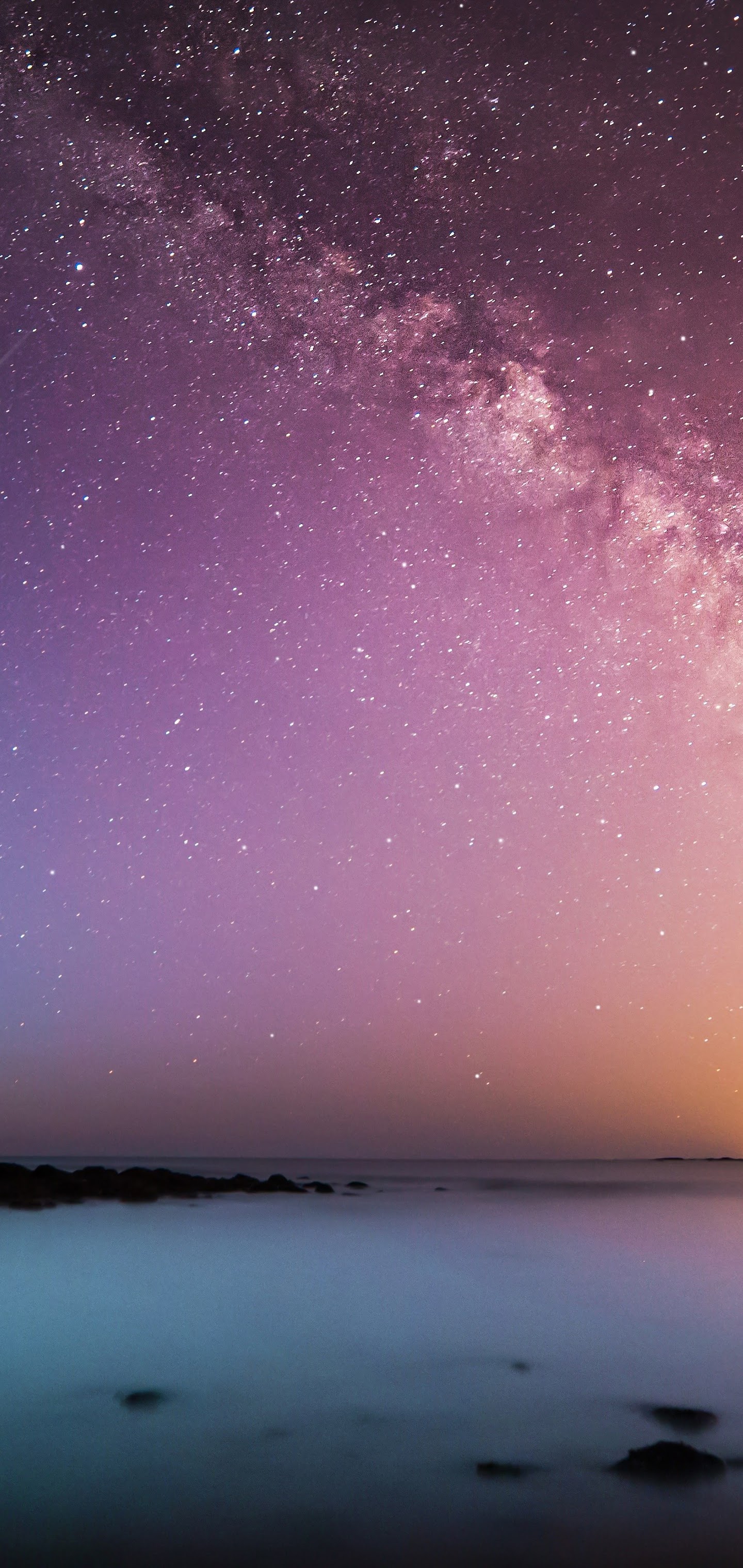 Night Sky Stars Horizon Scenery 8K Wallpaper