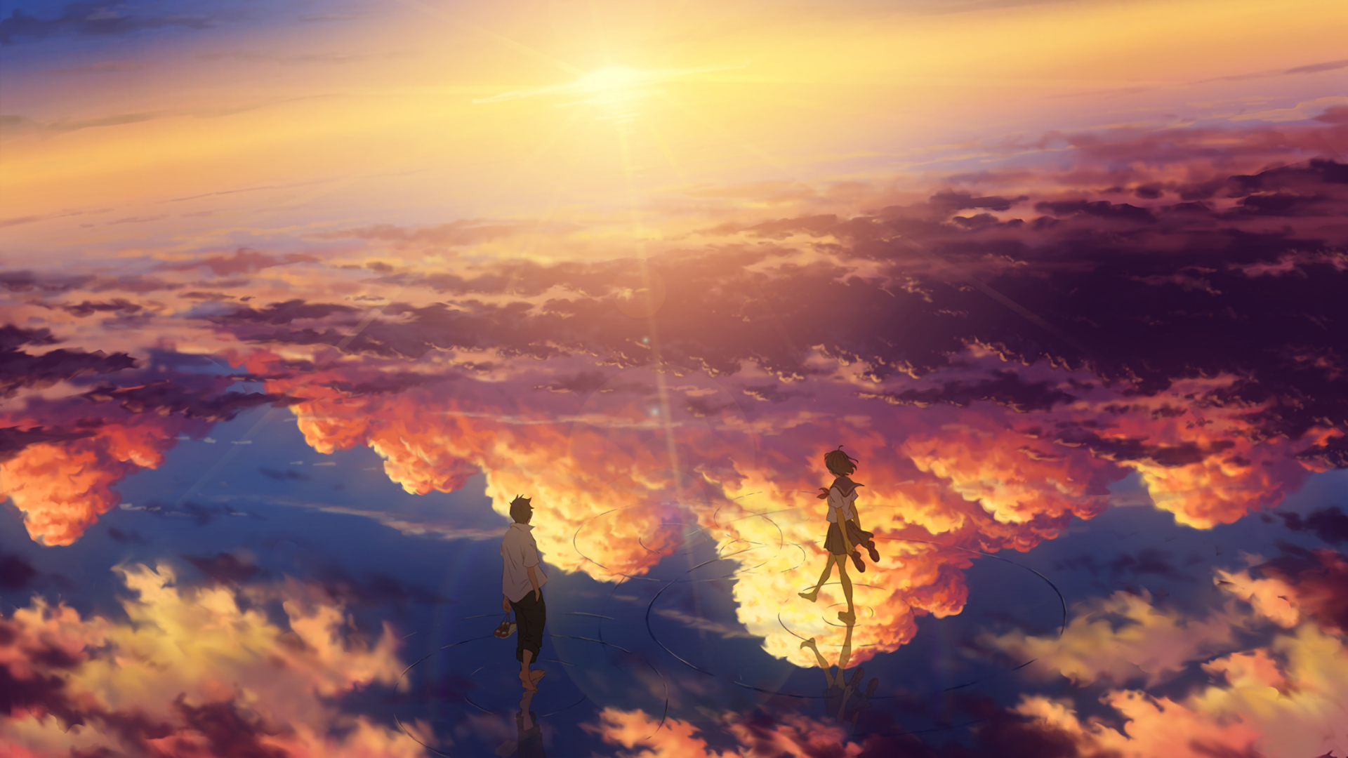 Anime Sunset HD Wallpaper by 画师JW