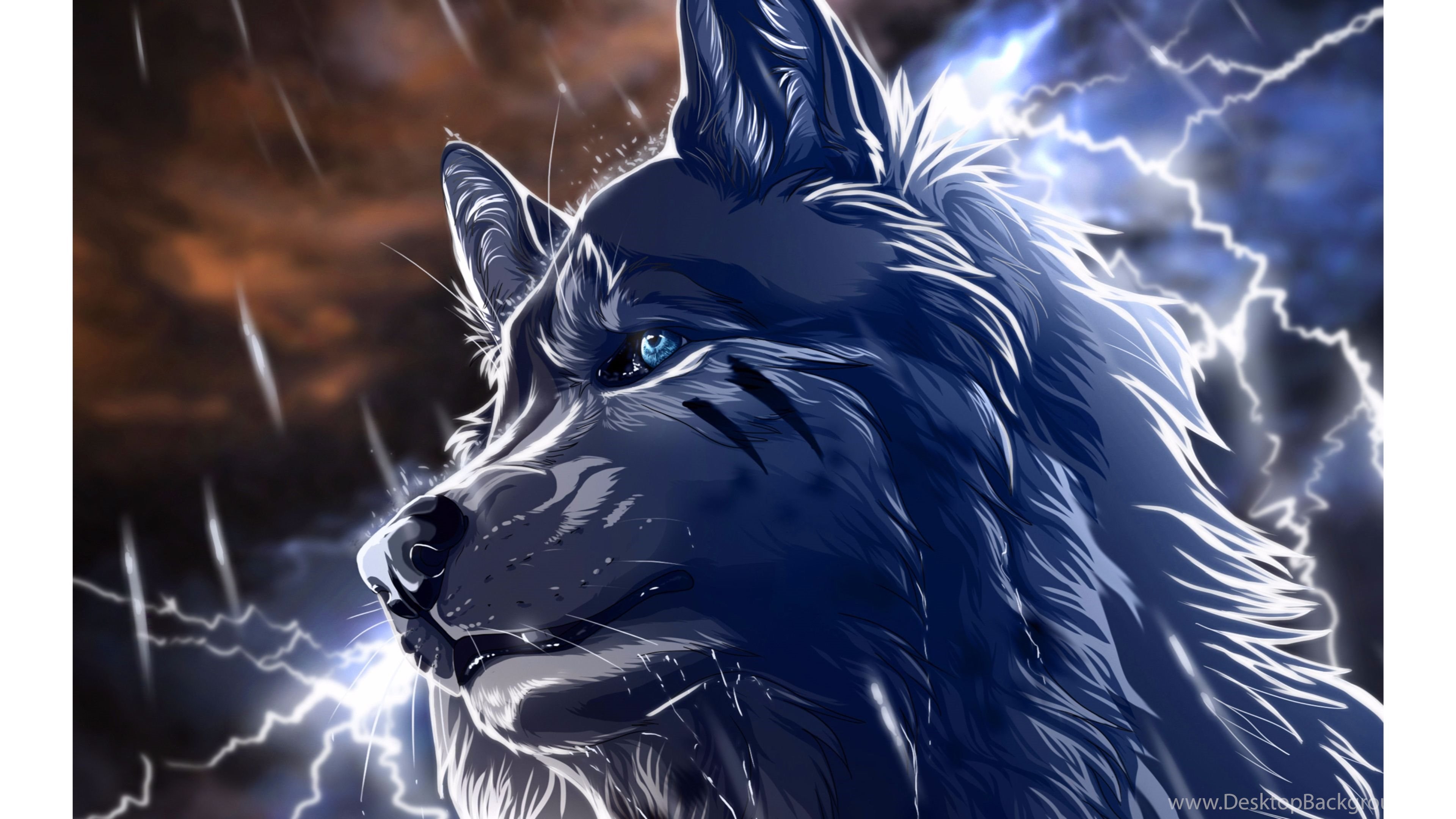 Blue Wolf 2016 4K Anime Wallpaper Desktop Background