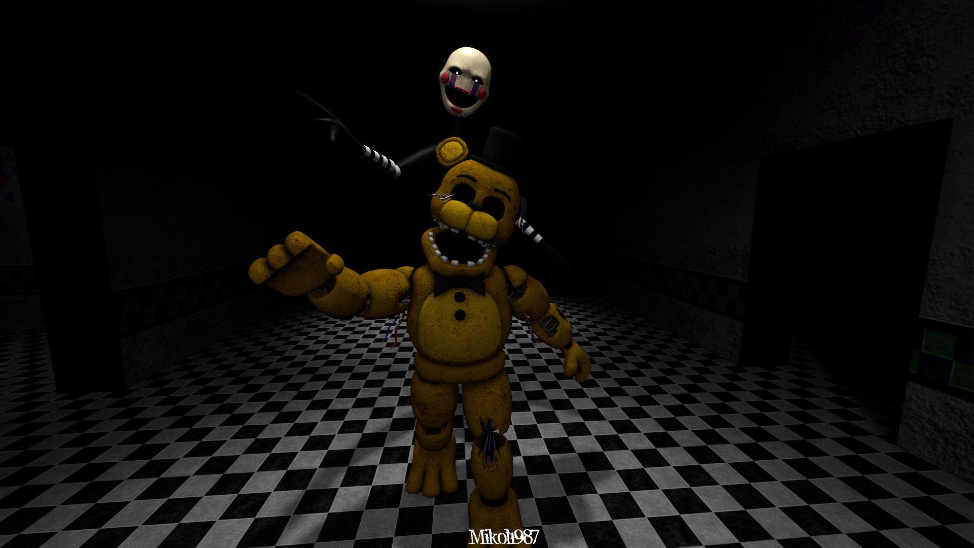 Golden Freddy Y Puppet HD Wallpaper