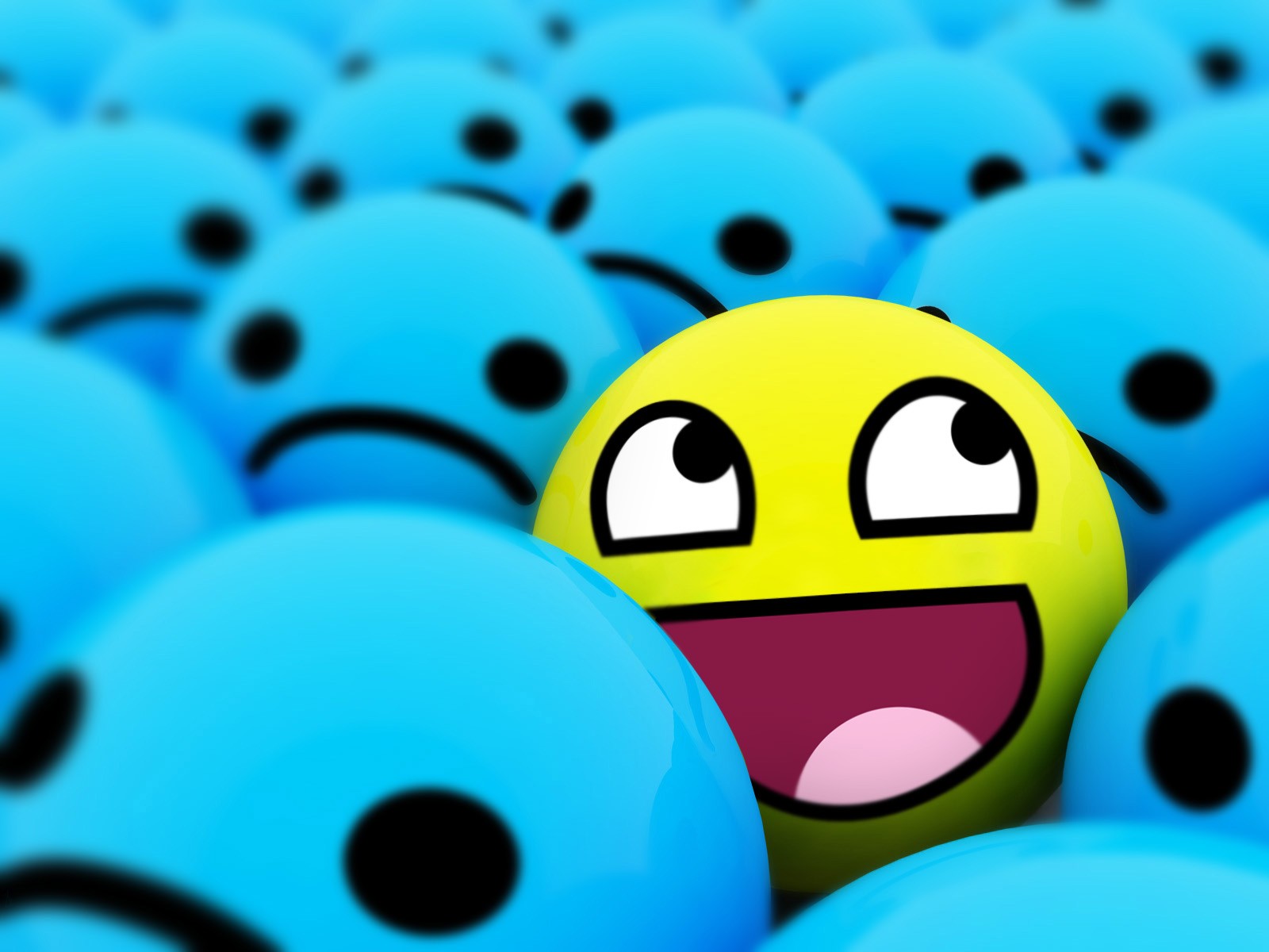 happy Face, Blue, Yellow, Awesome Face Wallpaper HD / Desktop and Mobile Background