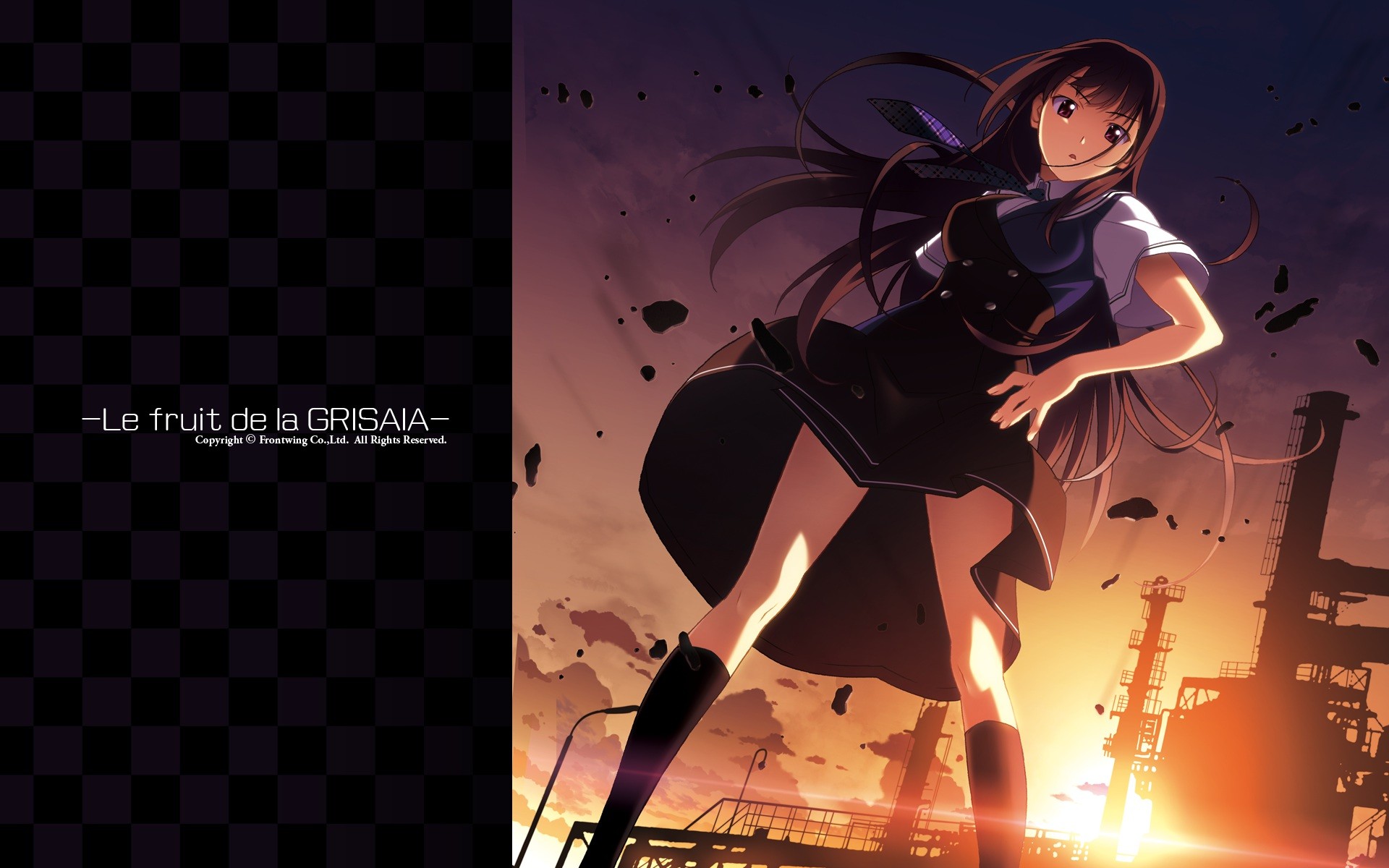 Wallpaper, illustration, anime girls, school uniform, visual novel, Grisaia no Kajitsu, poster, Sakaki Yumiko, guitarist, screenshot, computer wallpaper, album cover 1920x1200
