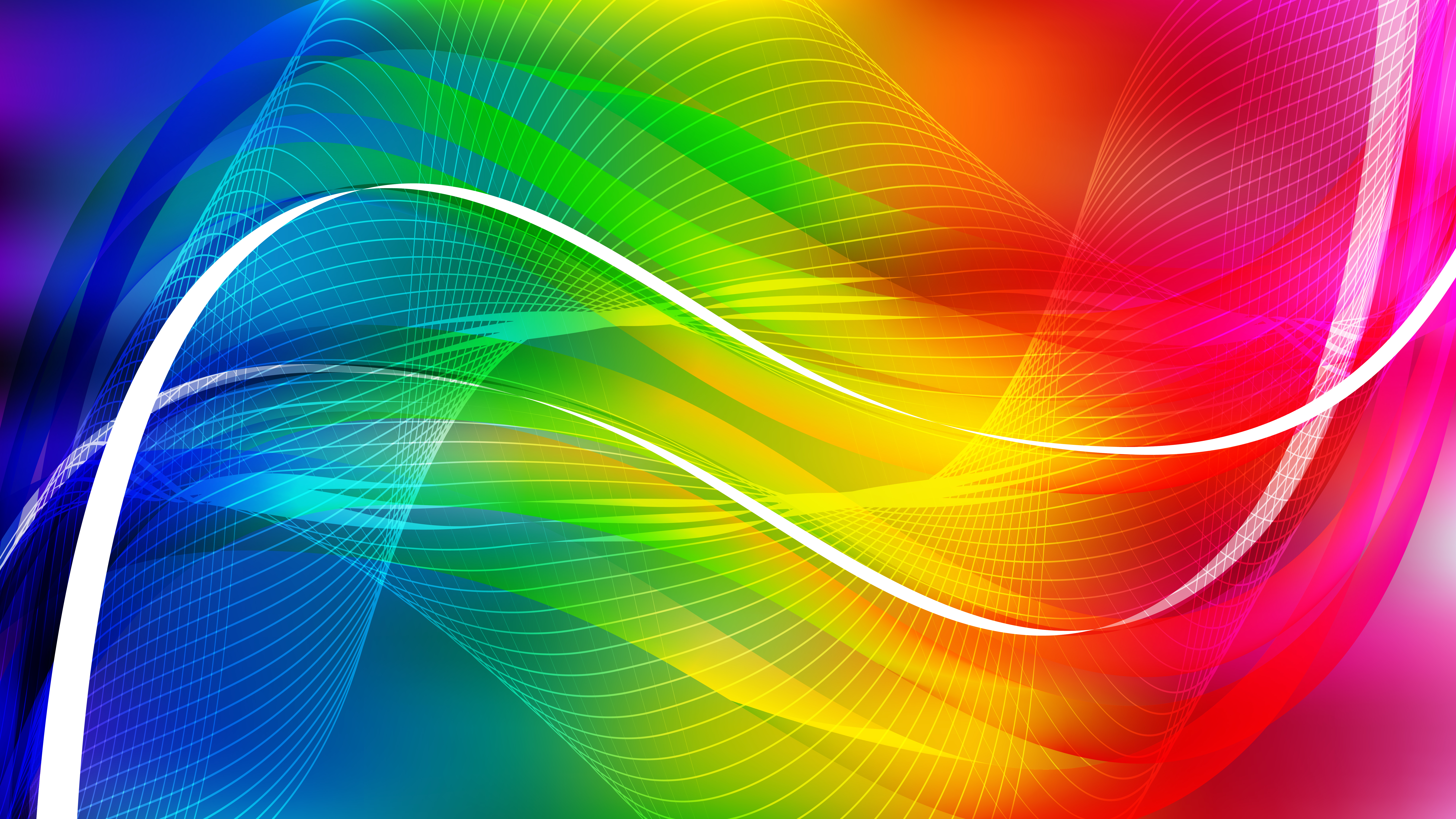 Free Colorful Curved Lines Background Vector Illustration