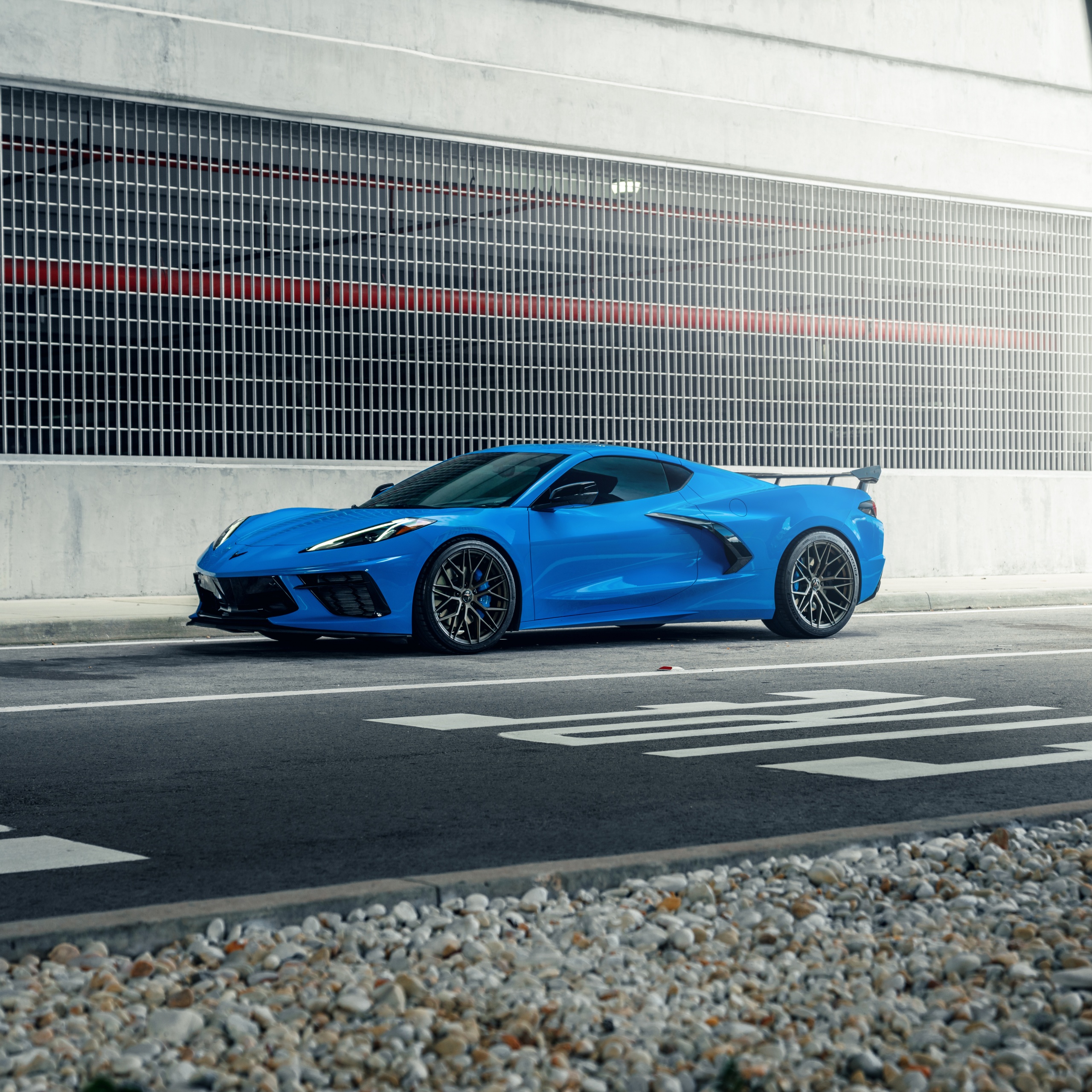Chevrolet Corvette C8 Wallpaper 4K, Blue, Tarmac, 5K, Cars