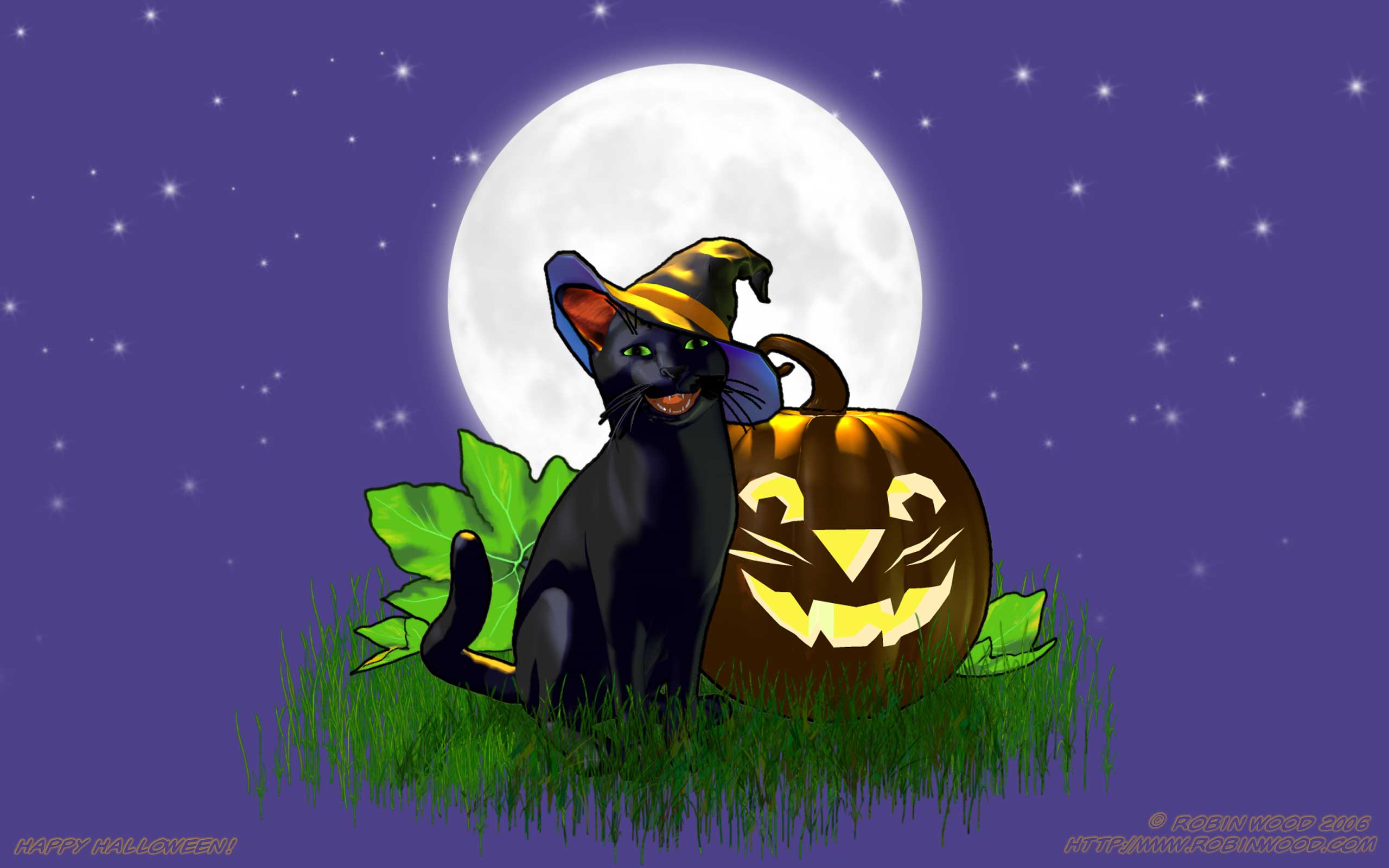 Jack Cat Halloween Wallpaper © Copyright Robin Wood 2006