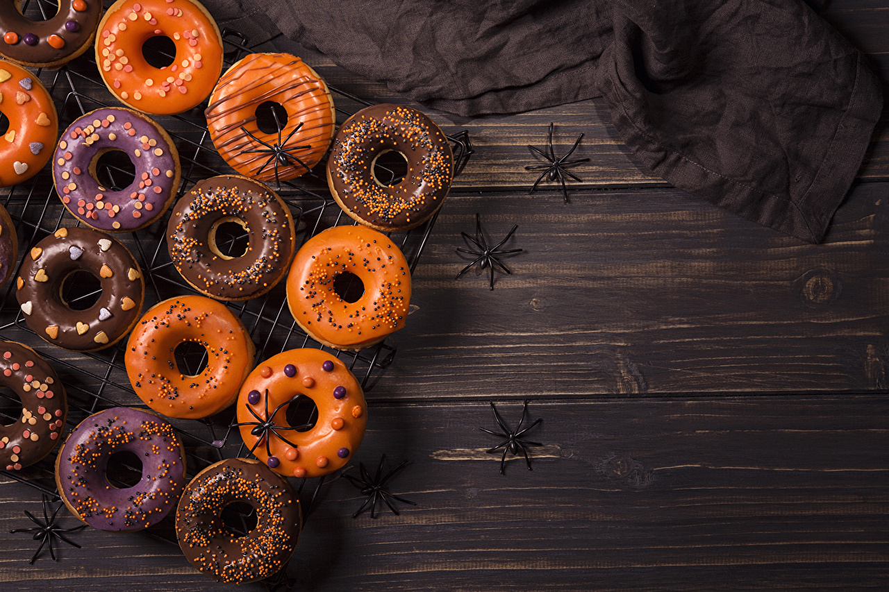 Desktop Wallpaper Spiders Donuts Halloween Food baking