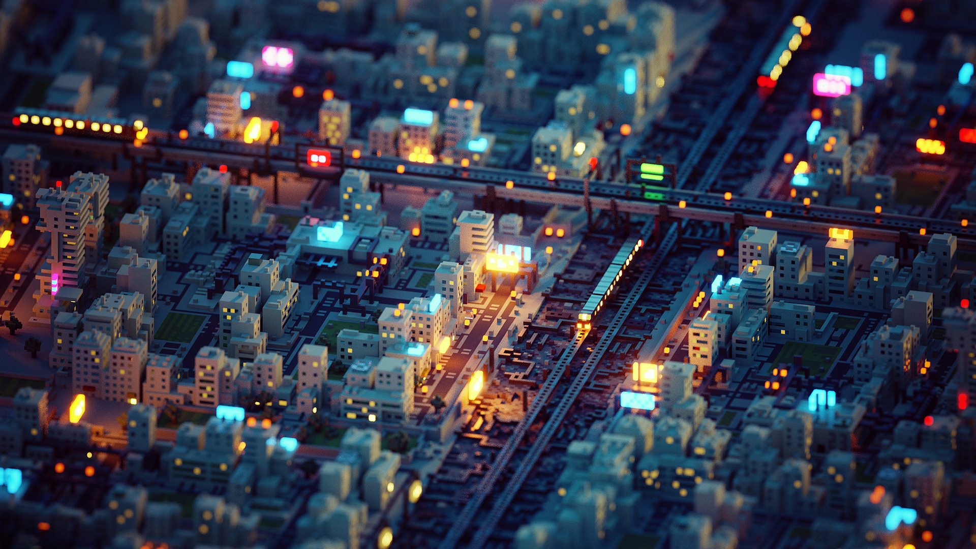 Voxel City By HuntingFluff [1920x1080] (X Post From R Wallpaper): Wallpaper