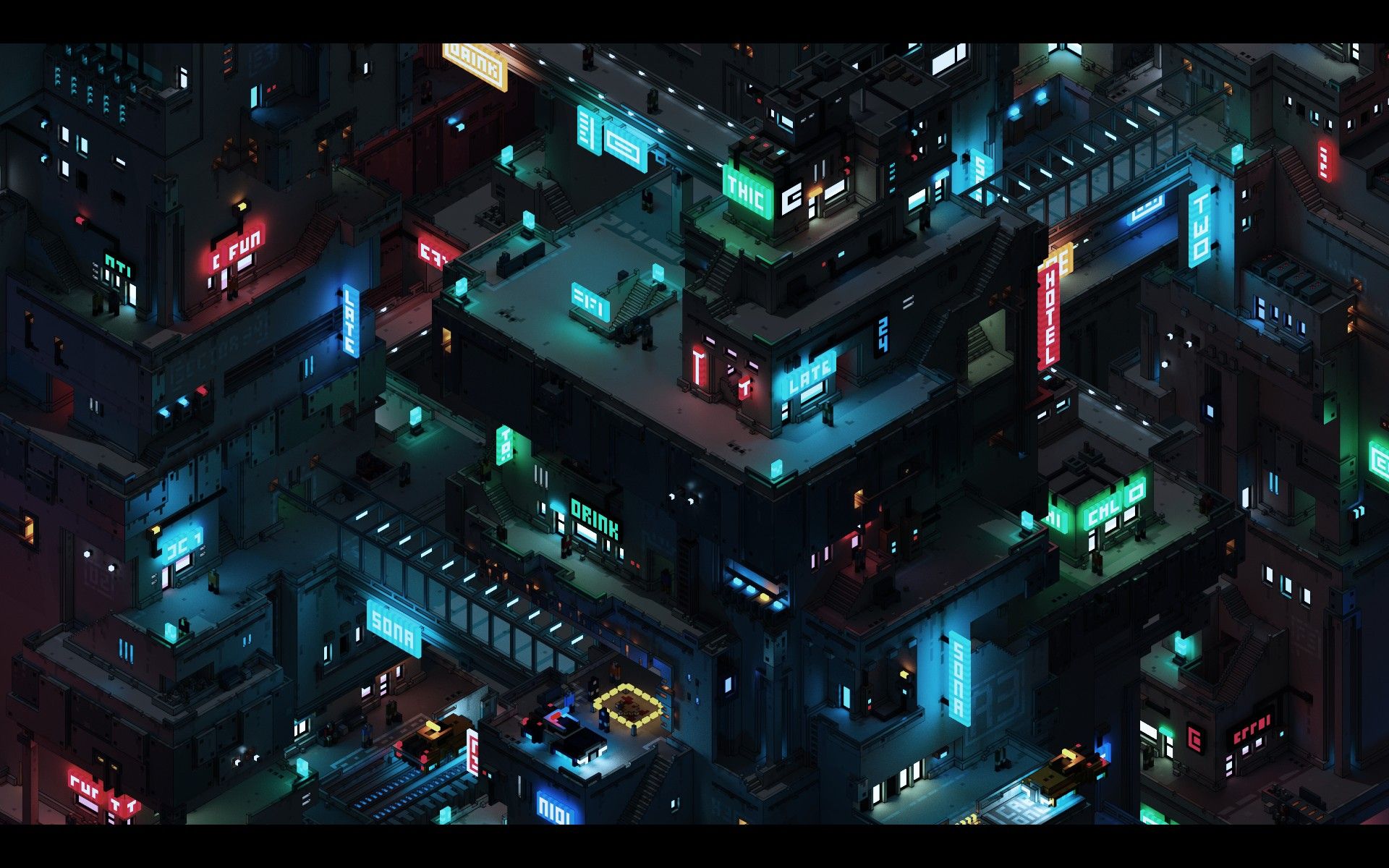 Voxel Cityscape 1.0. Cityscape, Cyberpunk art, Pixel art