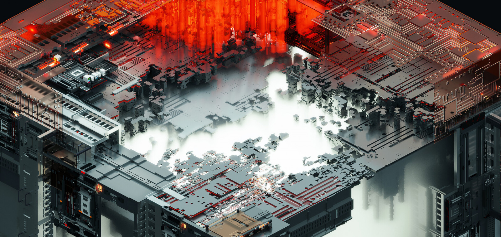 Wallpaper, digital art, CGI, render, ArtStation, artwork, voxels, 3D Abstract 1920x913