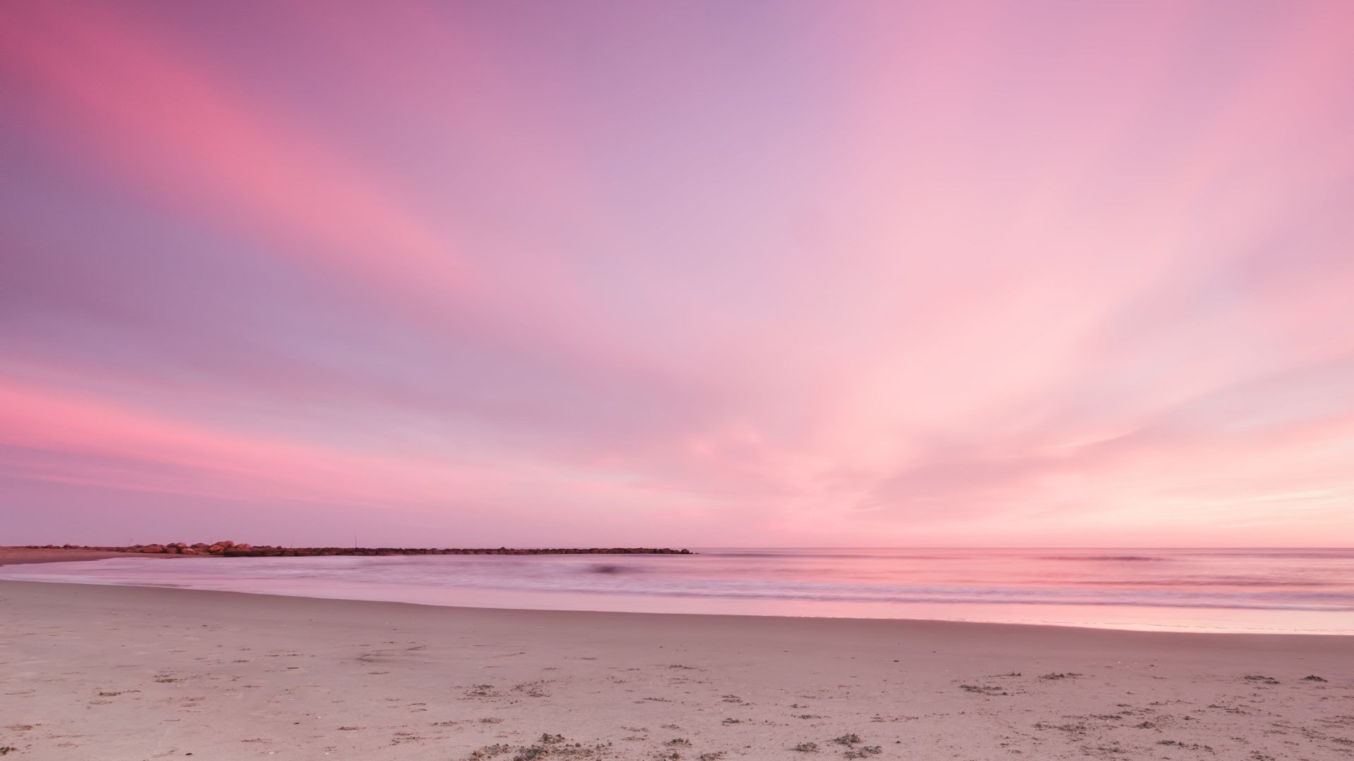 Gray sand wallpaper, sunset, beach, the sky, horizon, pink, seascape • Wallpaper For You HD Wallpaper For Desktop & Mobile