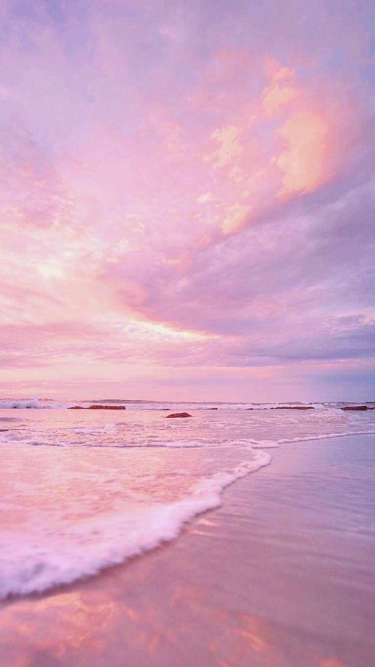 Pink Beach Aesthetic Wallpaper Free Pink Beach Aesthetic Background