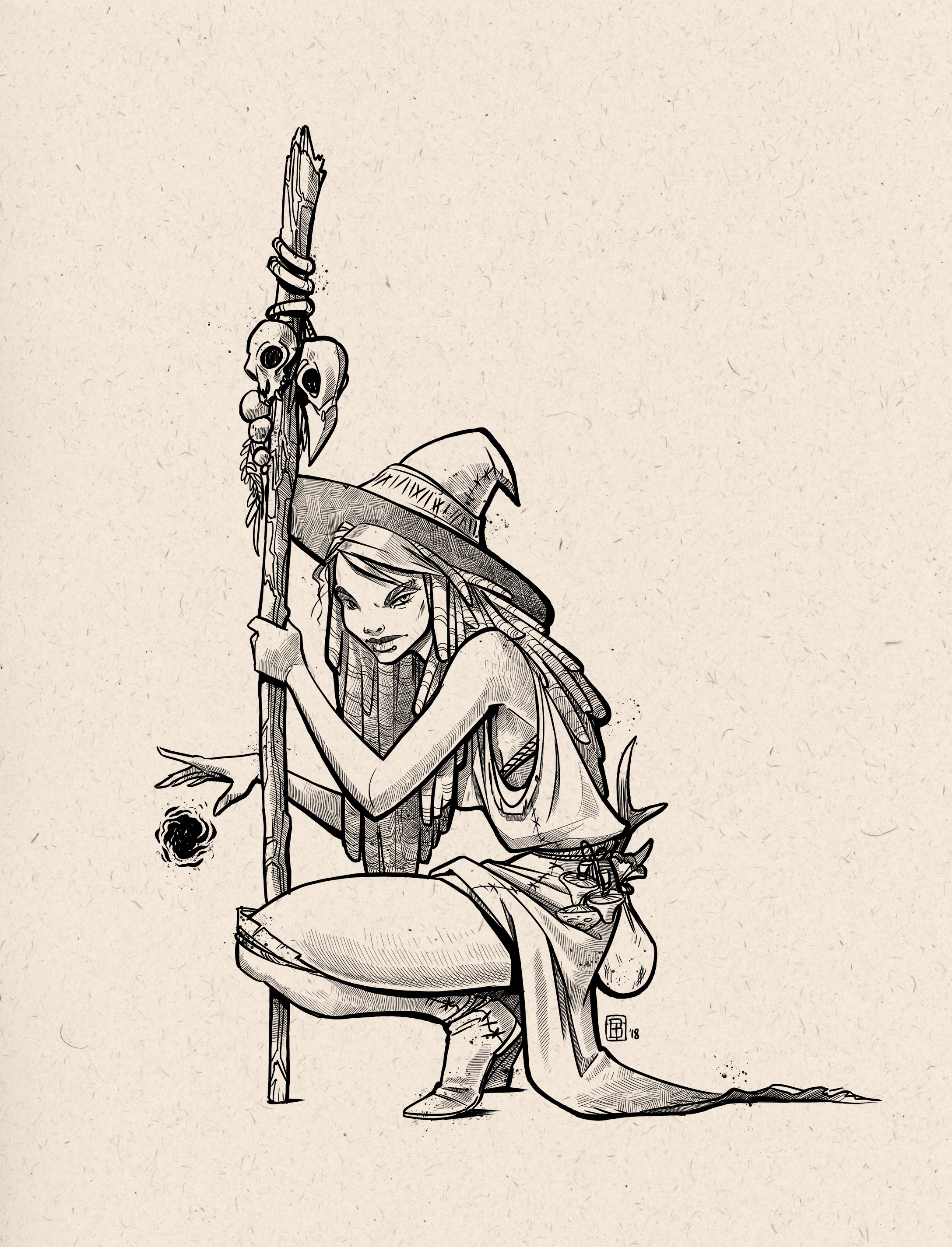 Wallpaper, Tess Brownson, women, monochrome, pencil drawing, paper, witch, illustration, dress 2175x2850