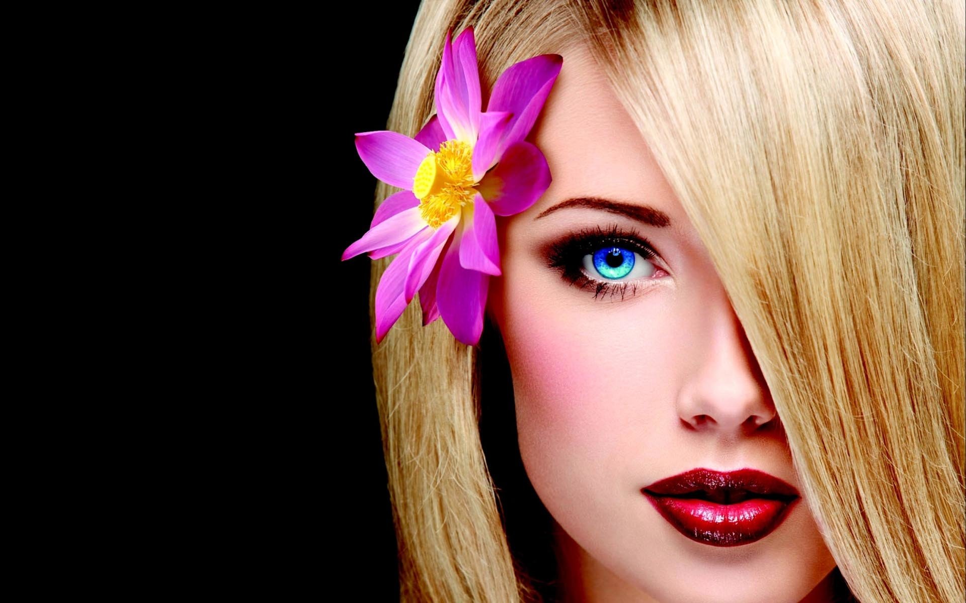 Woman with Pink Lotus Flower in her Hair HD Wallpaper