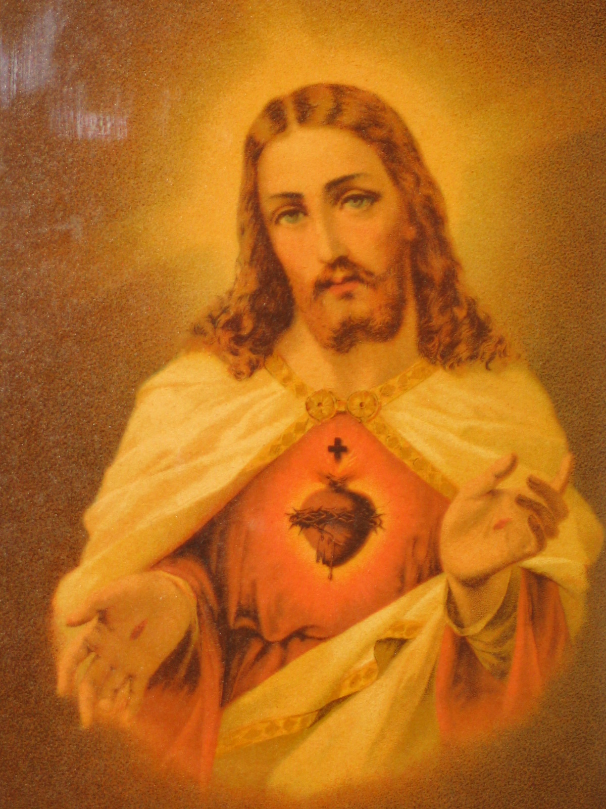 Vintage Sacred Heart of Jesus Framed Made in Switzerland