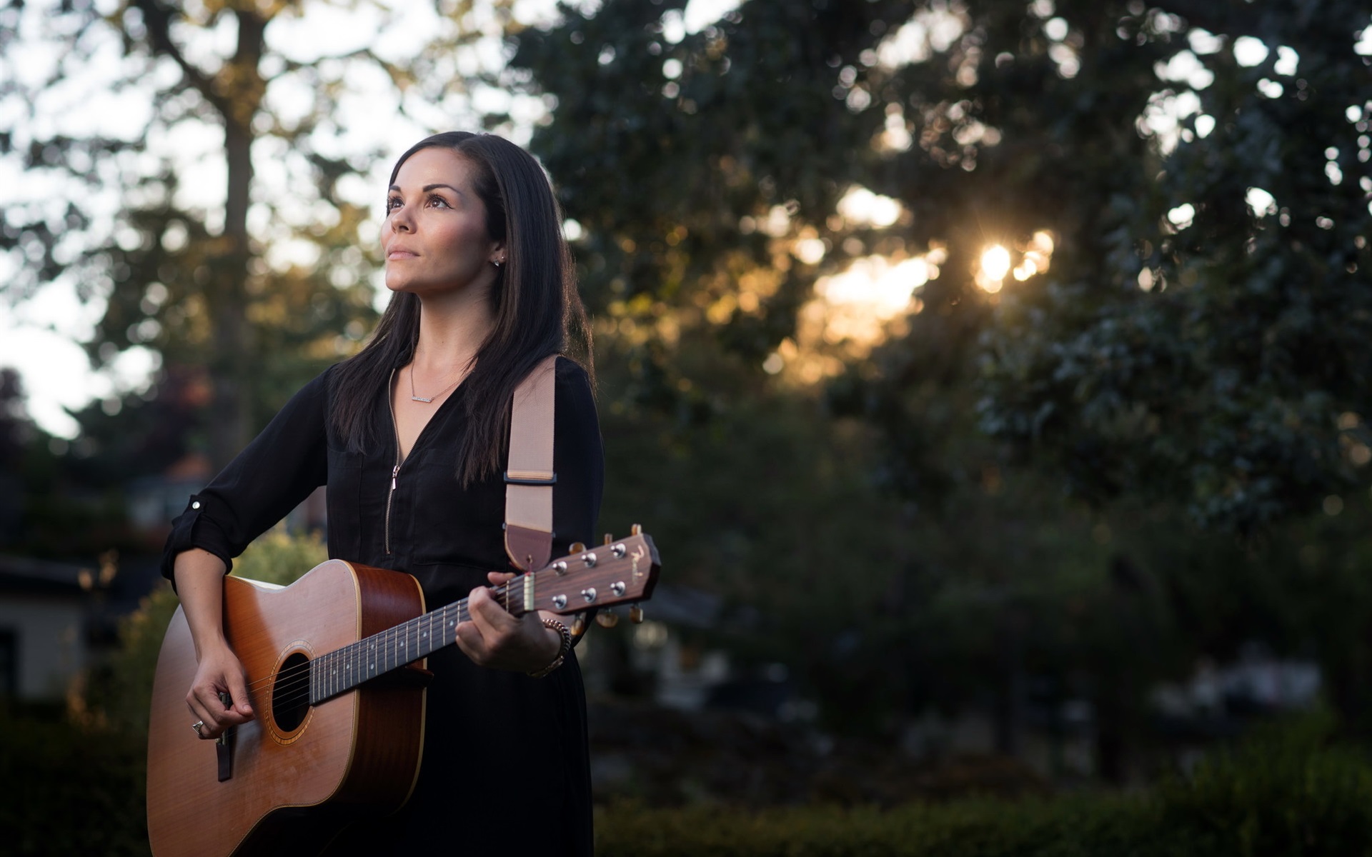 Wallpaper Girl, music, guitar, nature 1920x1200 HD Picture, Image