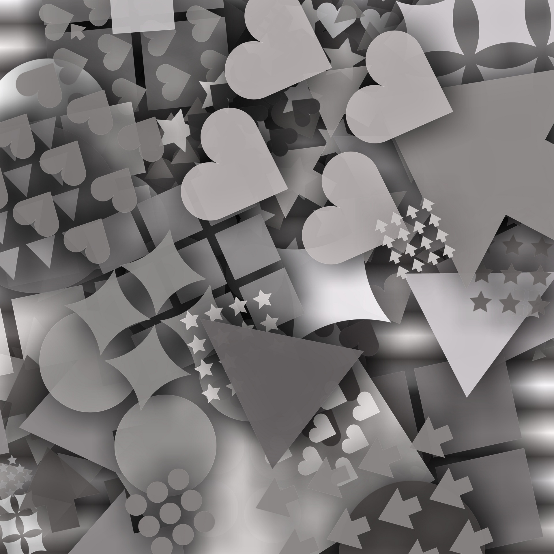 Download free photo of Wallpaper, grey, mixed, shapes, hearts